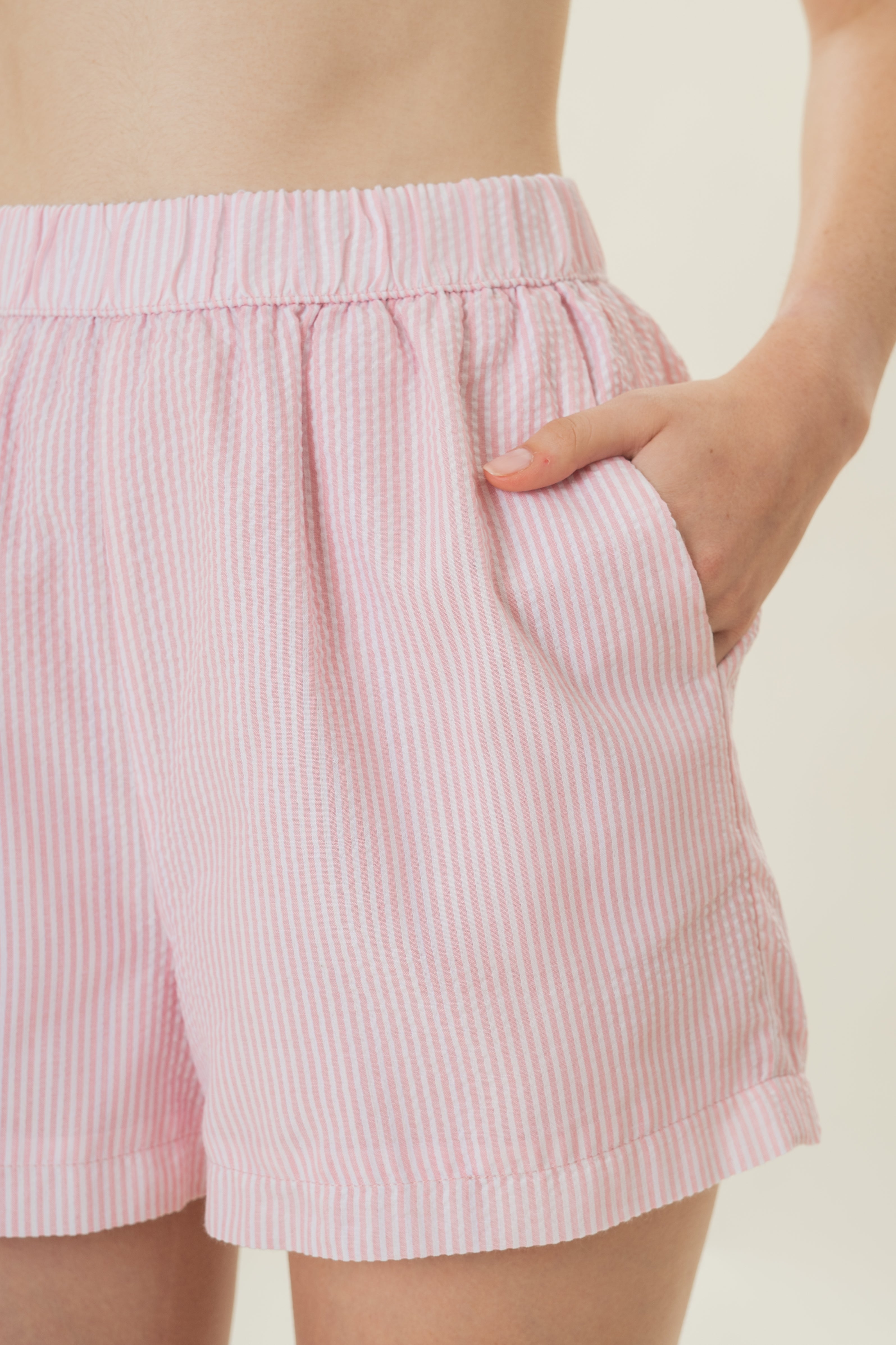 Cruise Shorts in Seersucker Pink Stripes