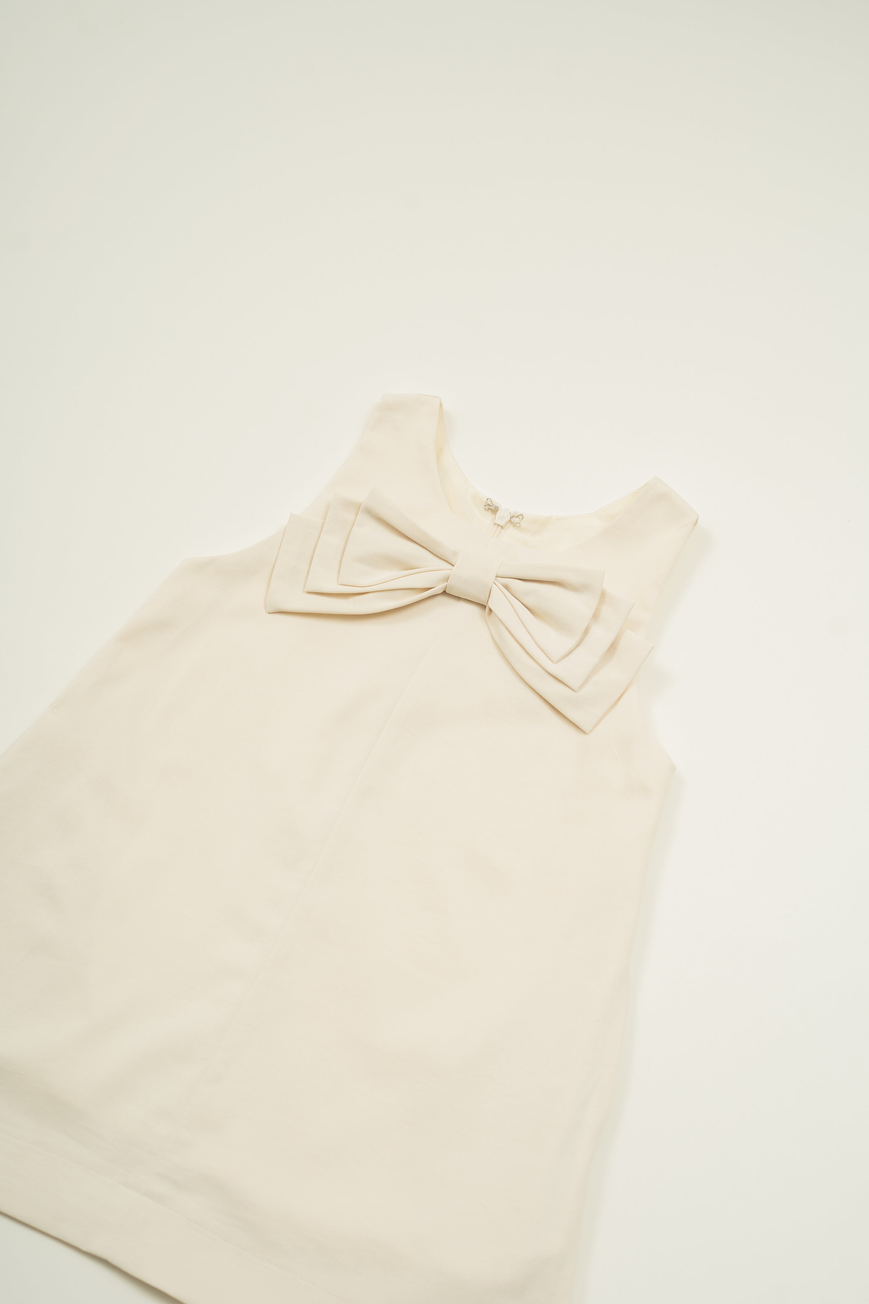 Mini A-Line Shift Dress With Bow in Natural