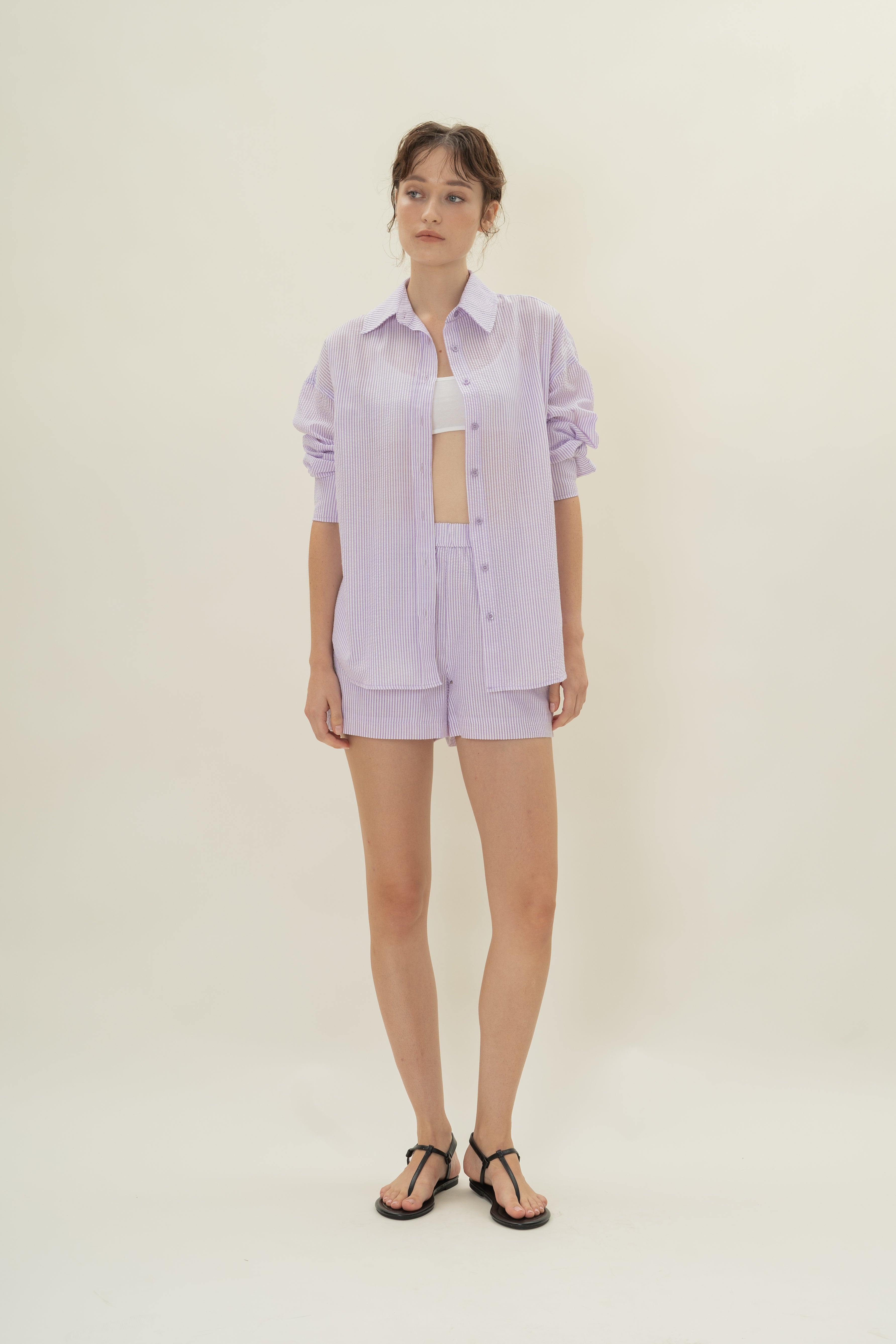 Cruise Shorts in Seersucker Orchid Stripes