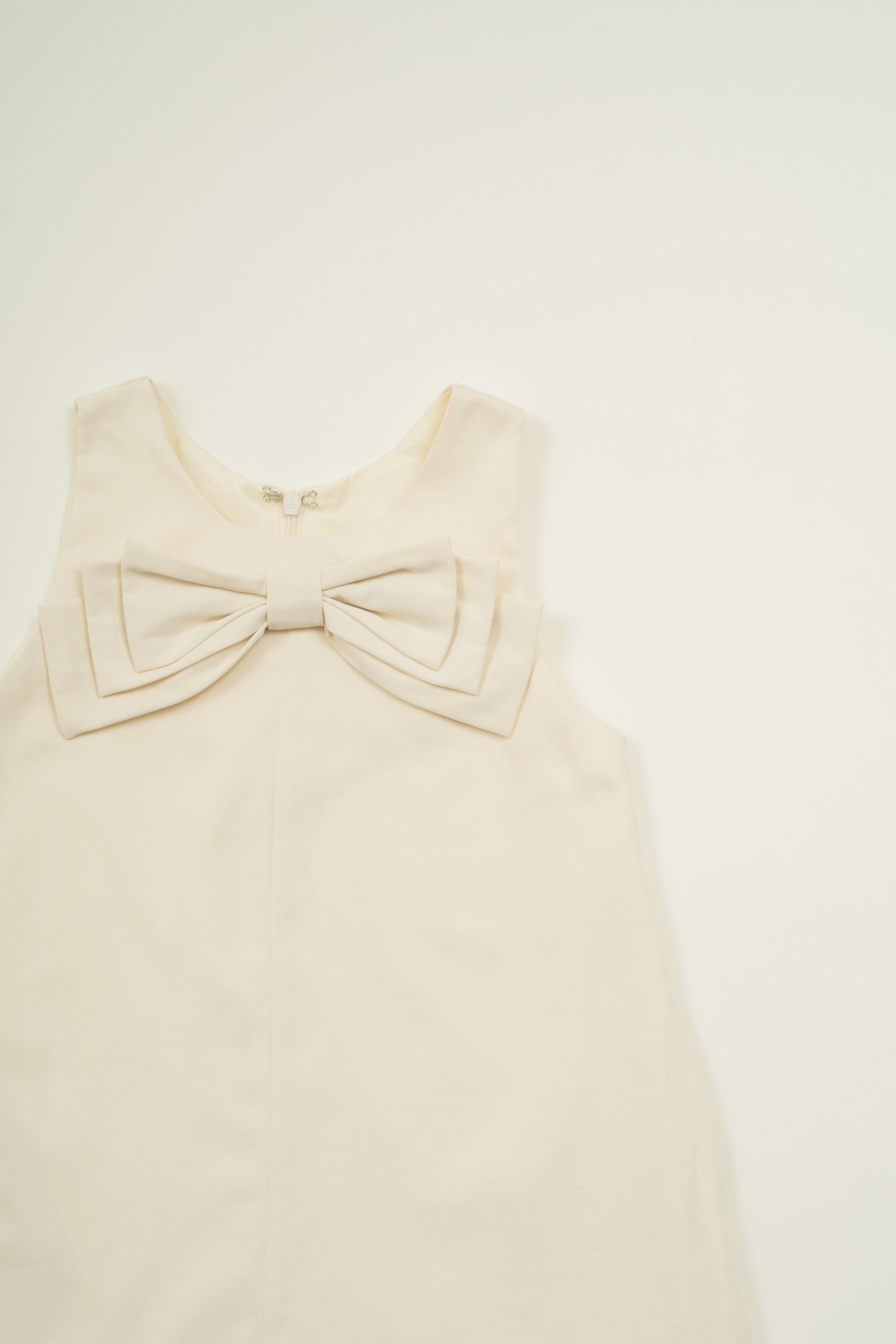 Mini A-Line Shift Dress With Bow in Natural