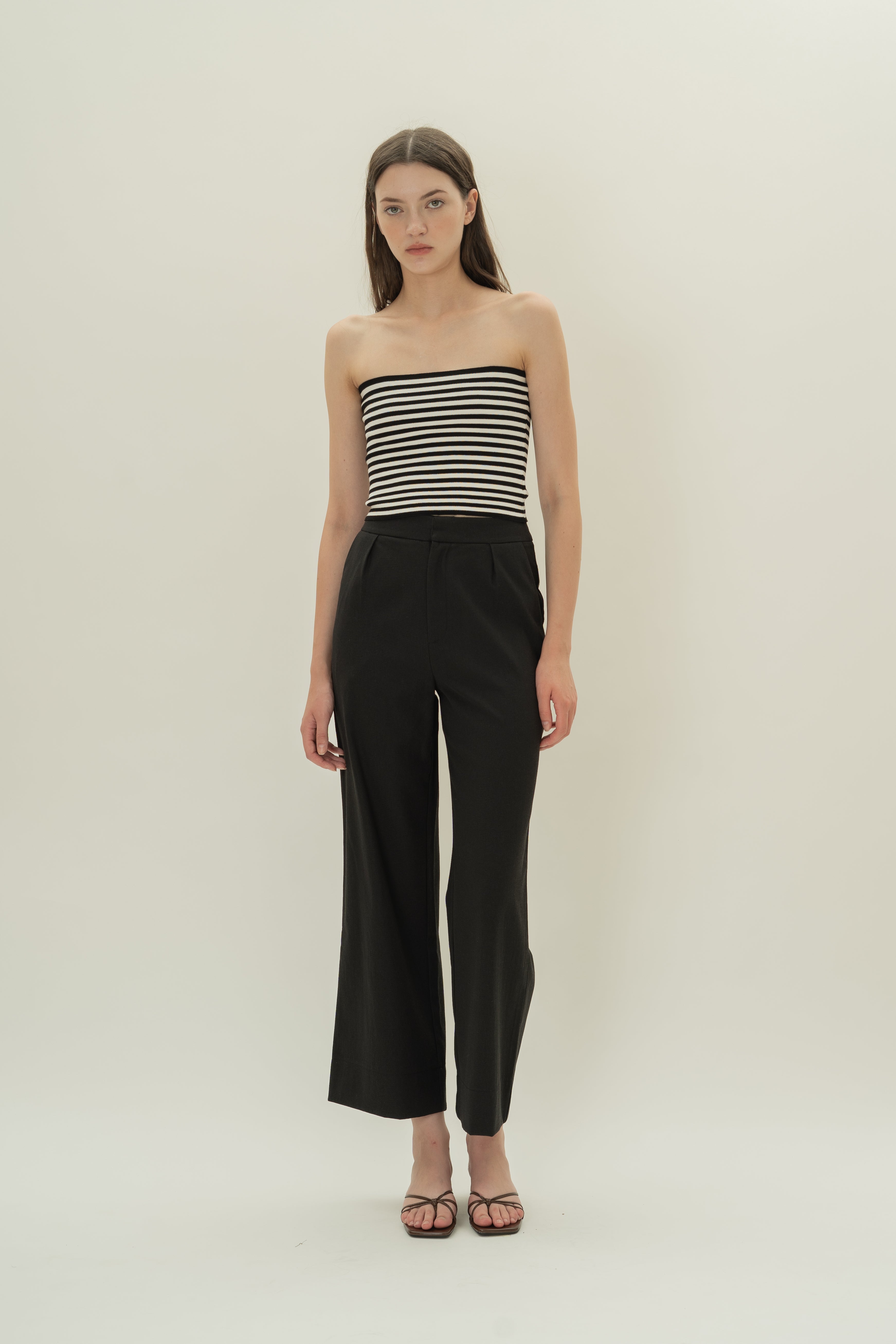 Tailored Pants With Overlay Skirt in Black