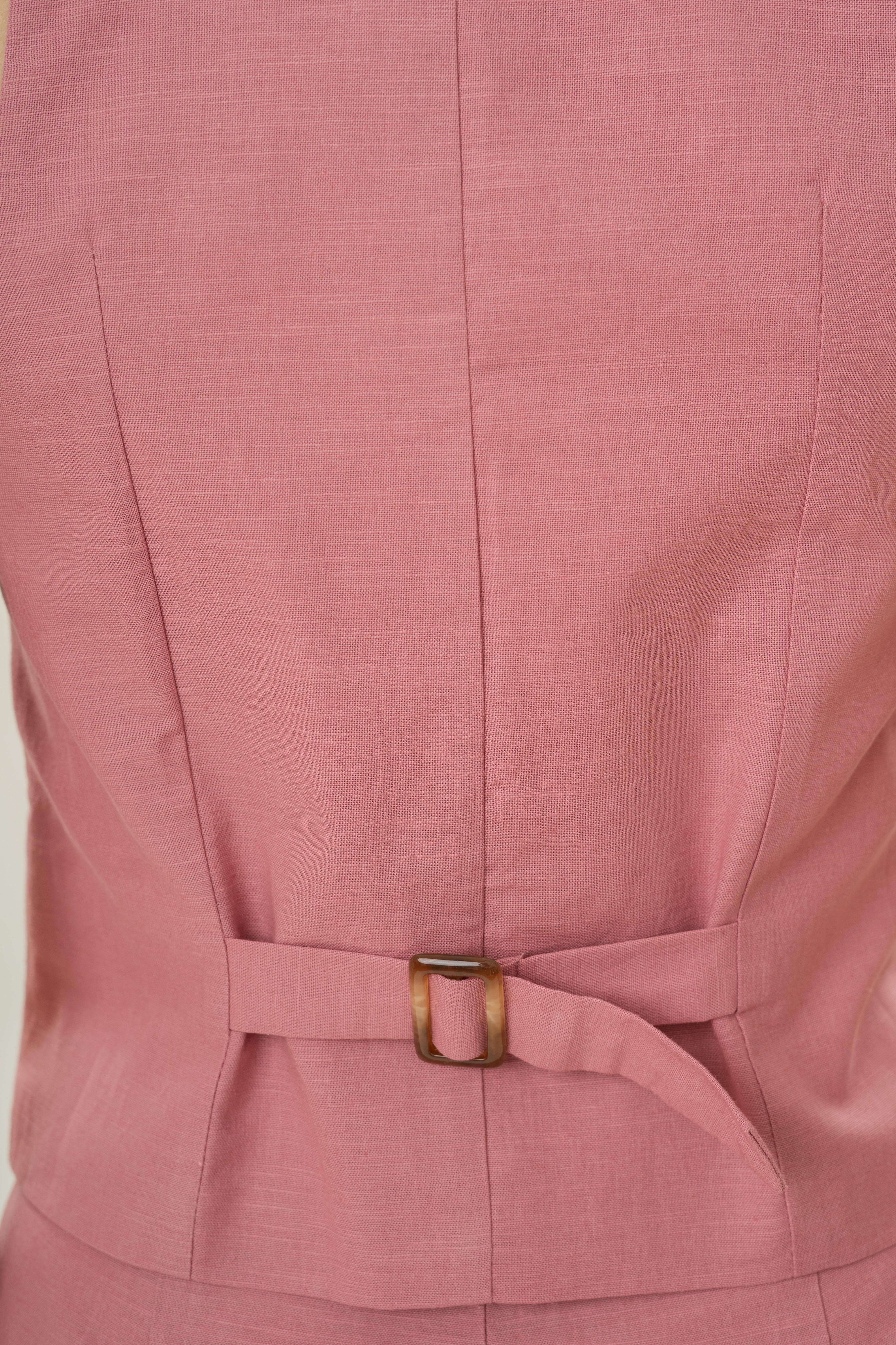 Linen Halter Padded Waistcoat in Hibiscus