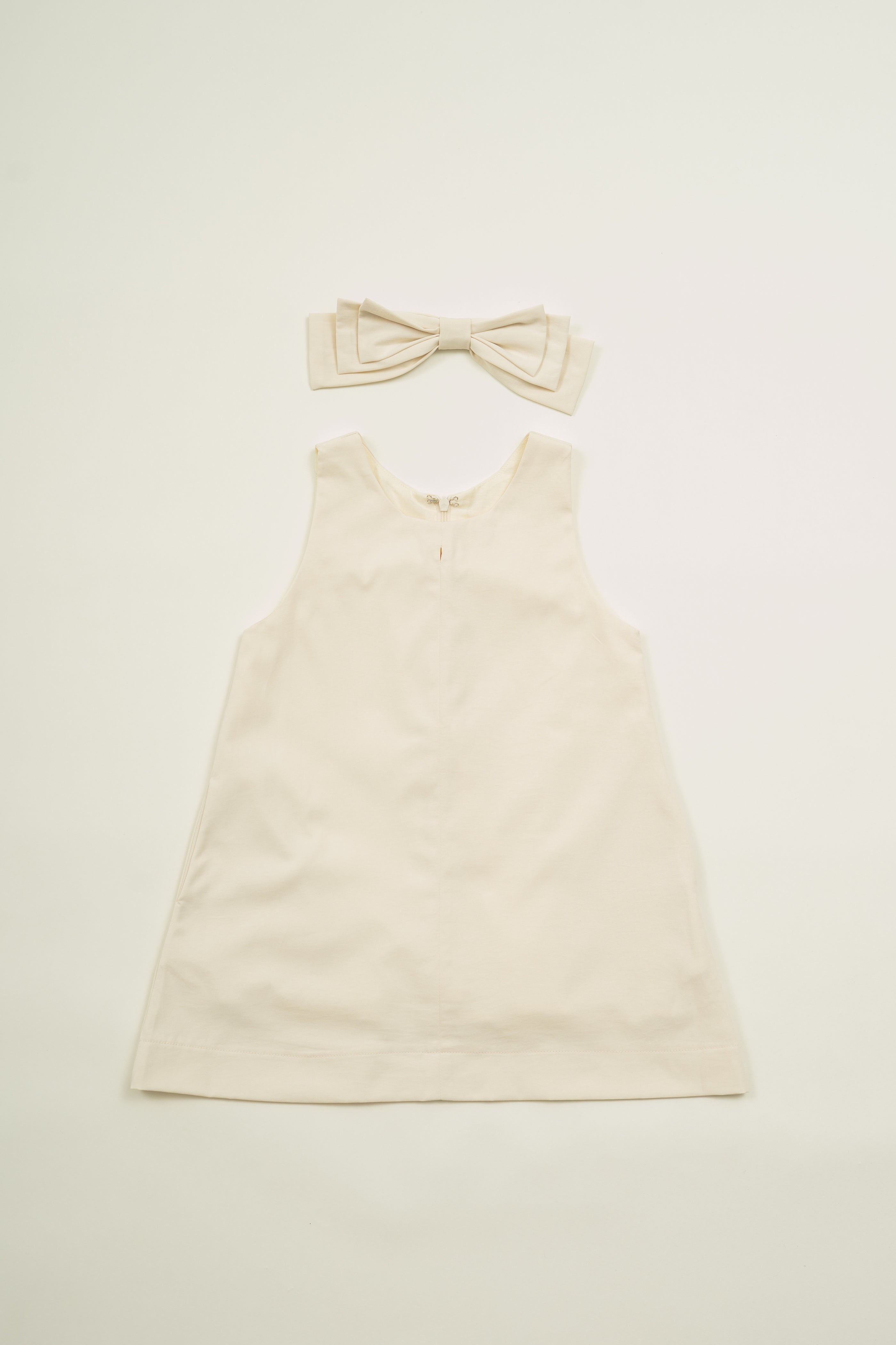 Mini A-Line Shift Dress With Bow in Natural