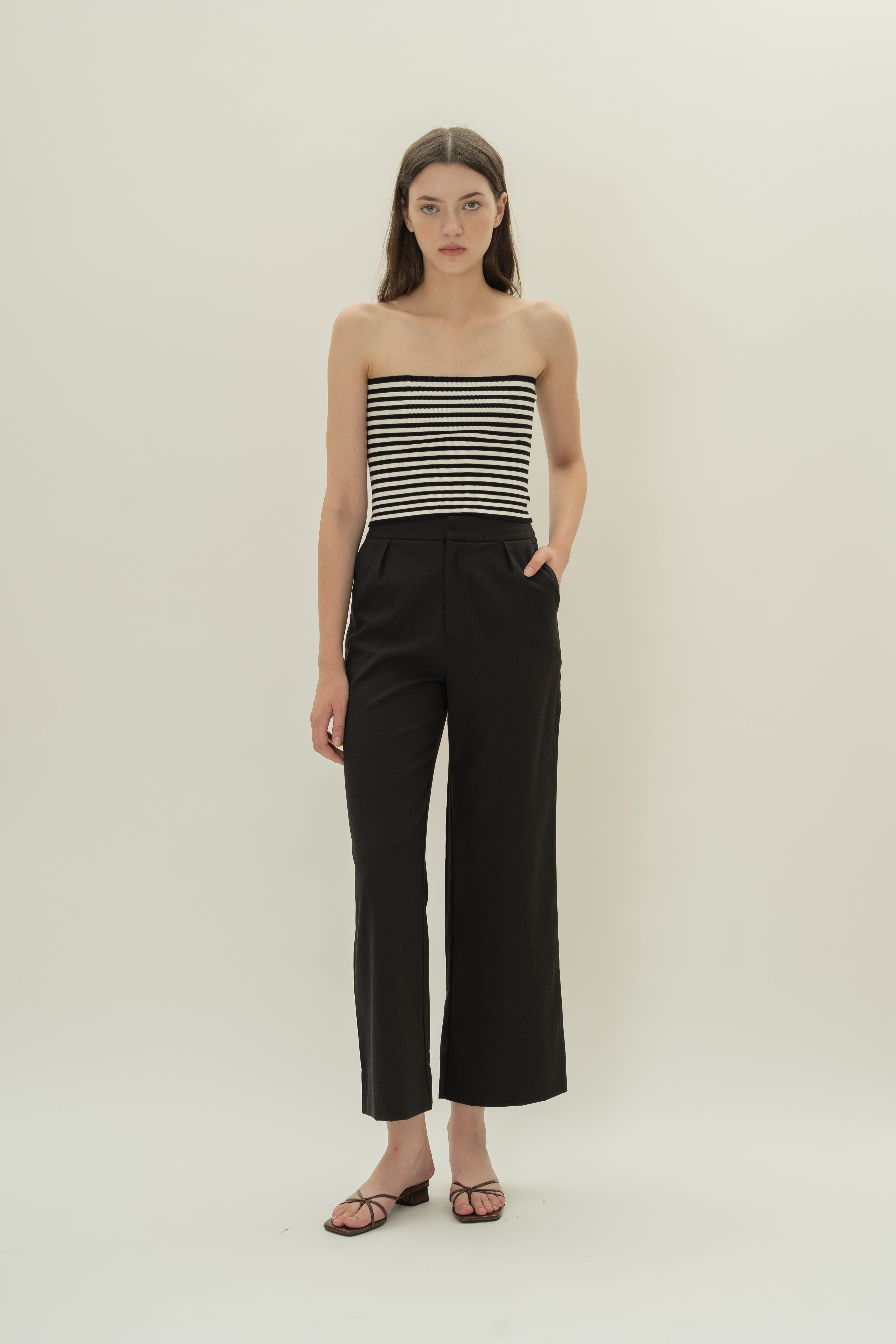 Tailored Pants With Overlay Skirt in Black