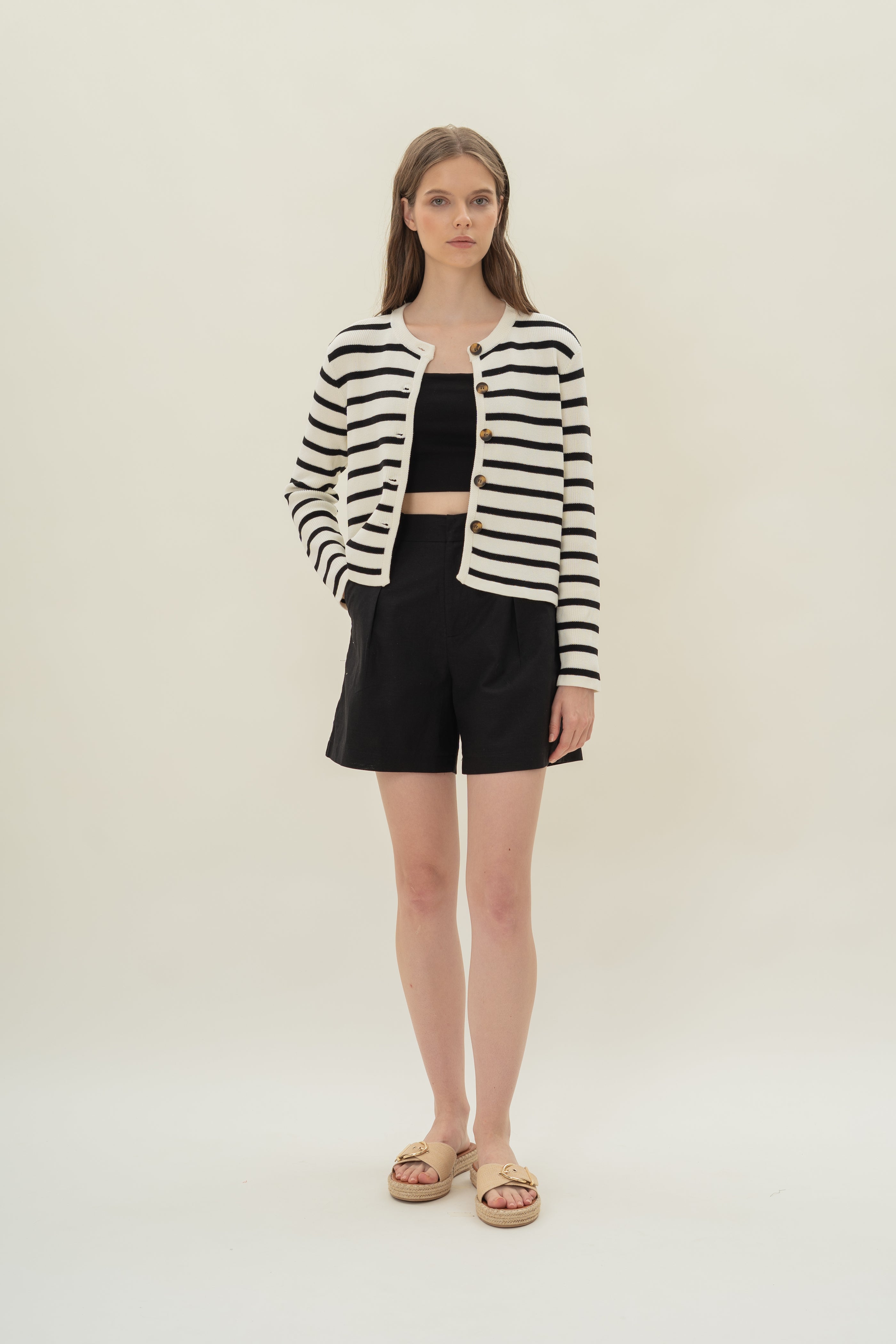 Classic Knitted Cardigan in Stripe