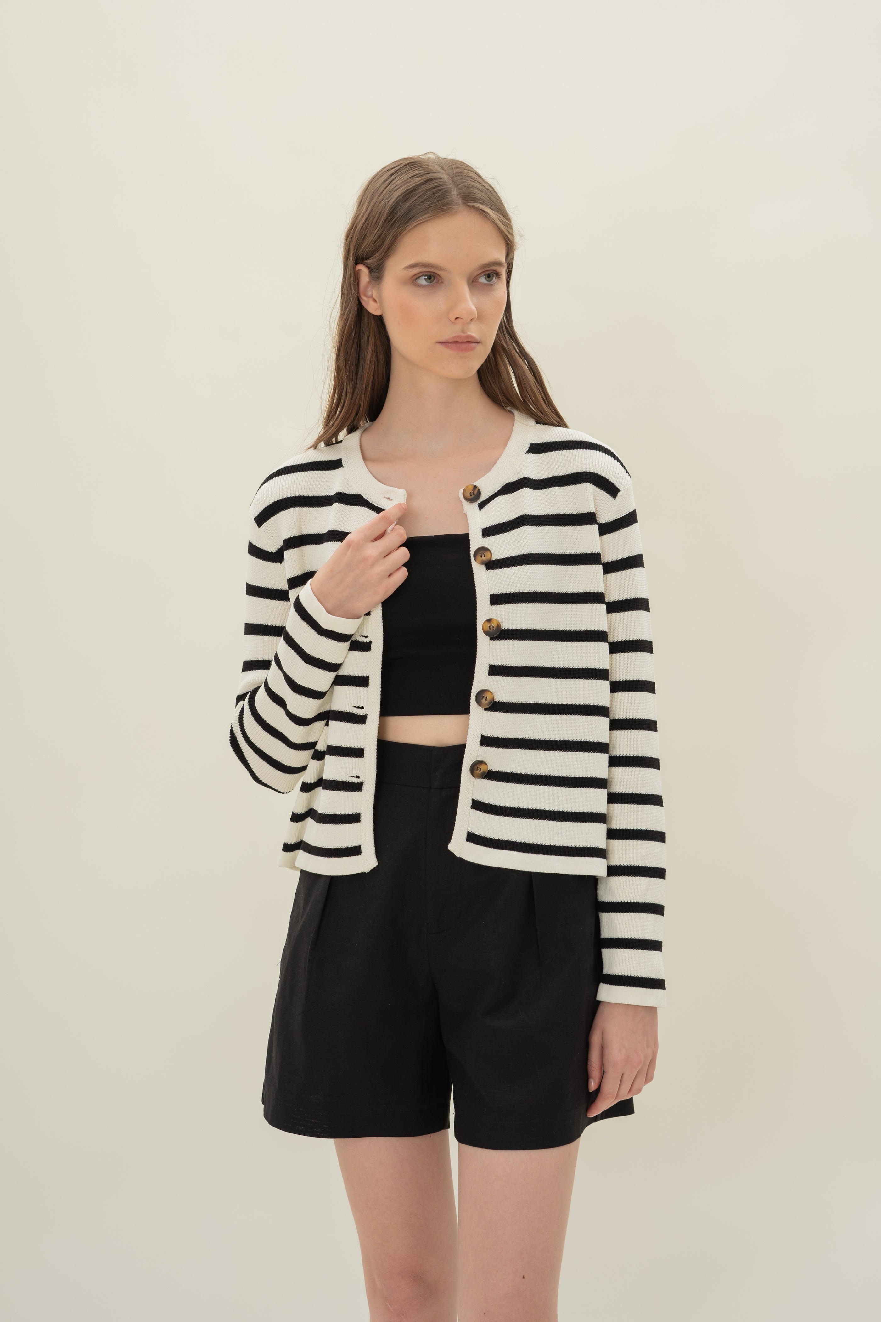 Classic Knitted Cardigan in Stripe