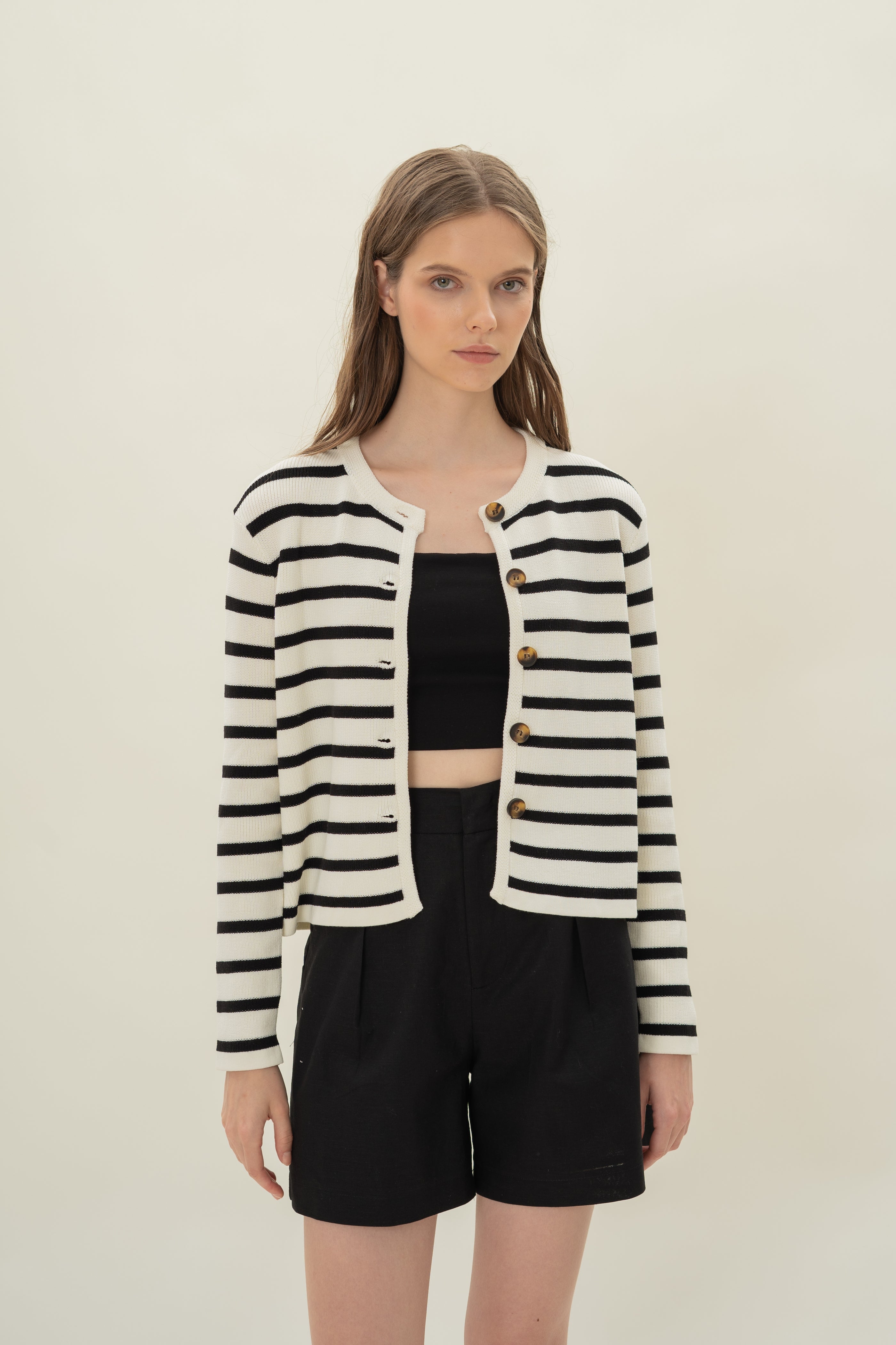 Classic Knitted Cardigan in Stripe