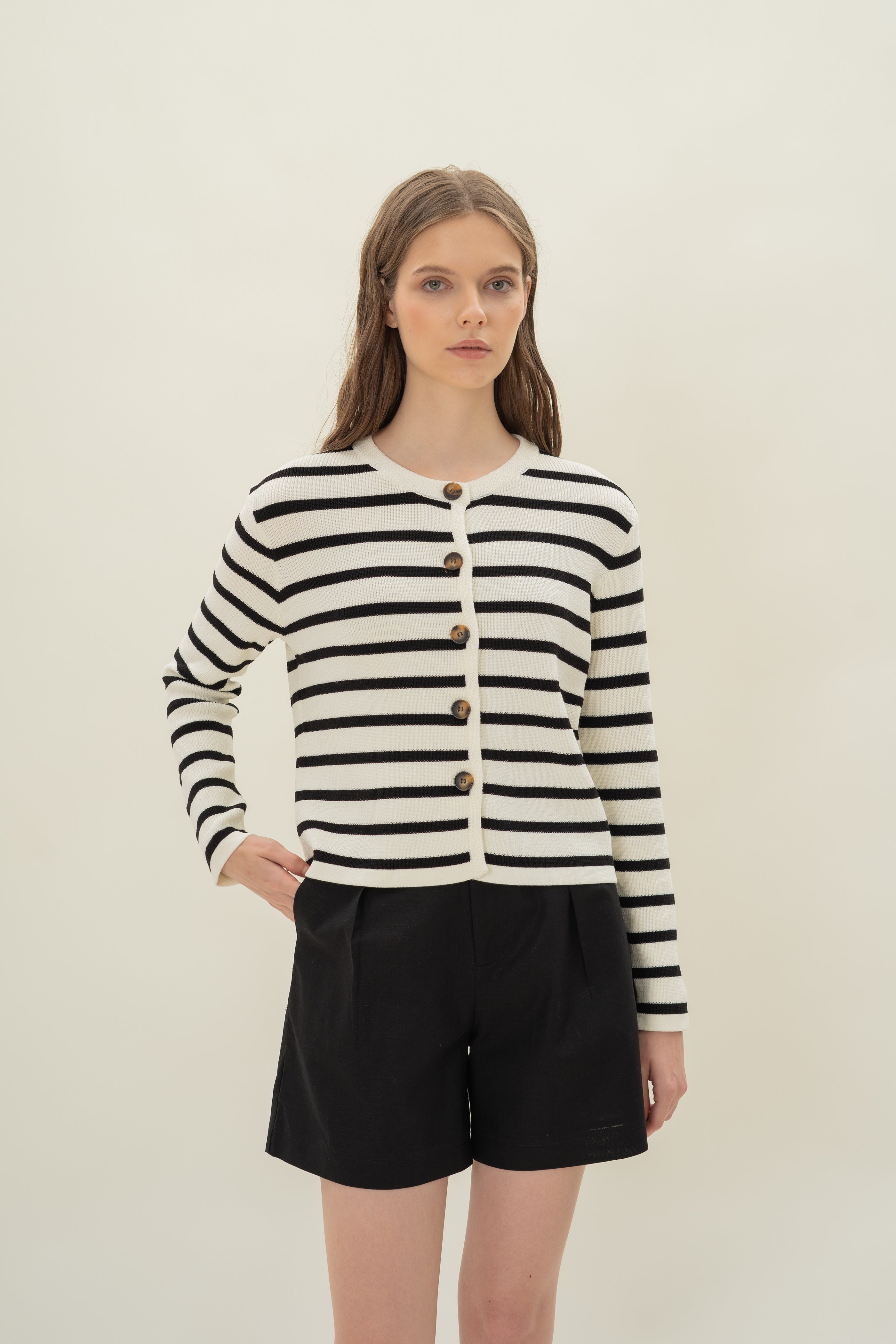 Classic Knitted Cardigan in Stripe
