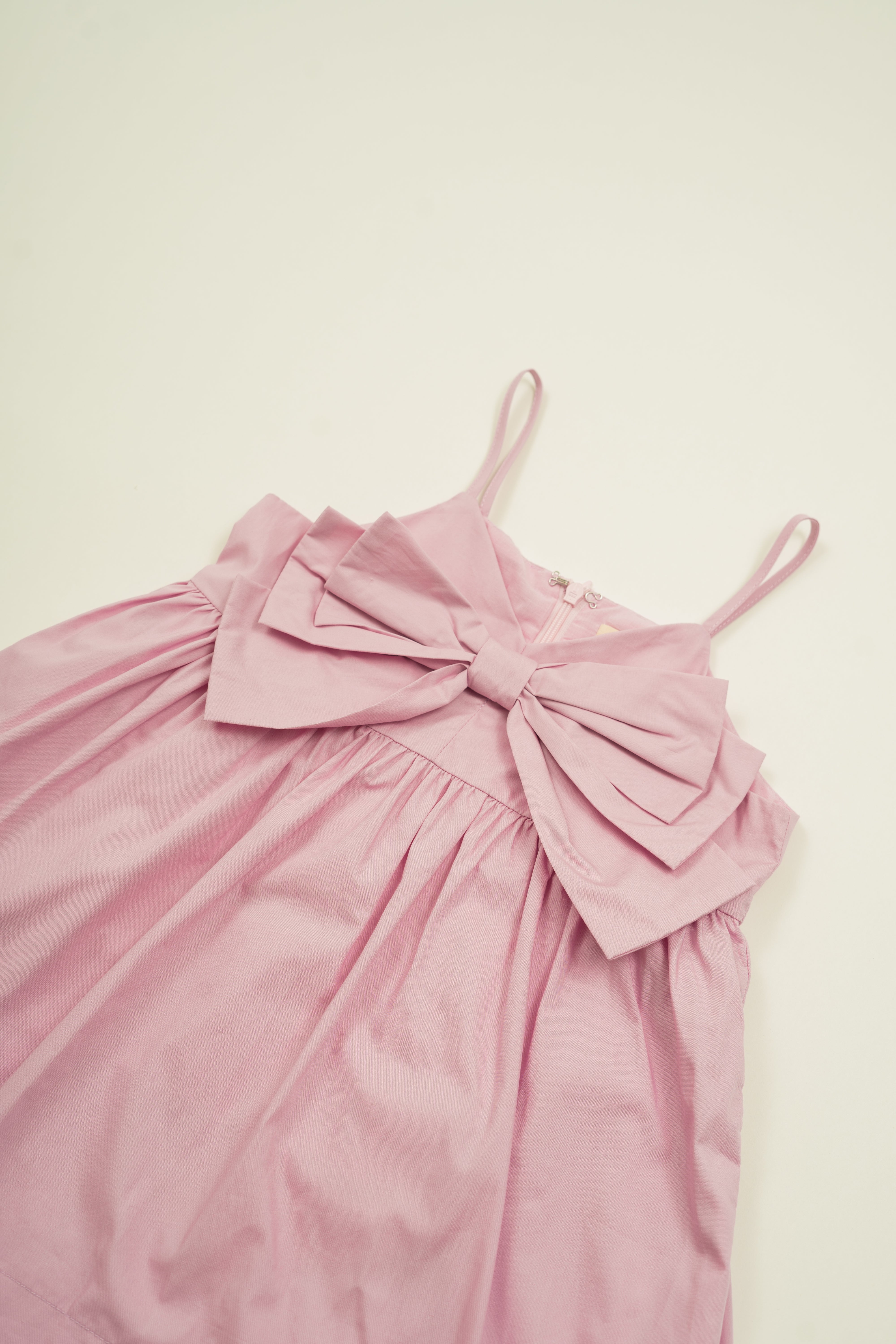 Mini Sleeveless Dress With Detachable Bow in Hibiscus