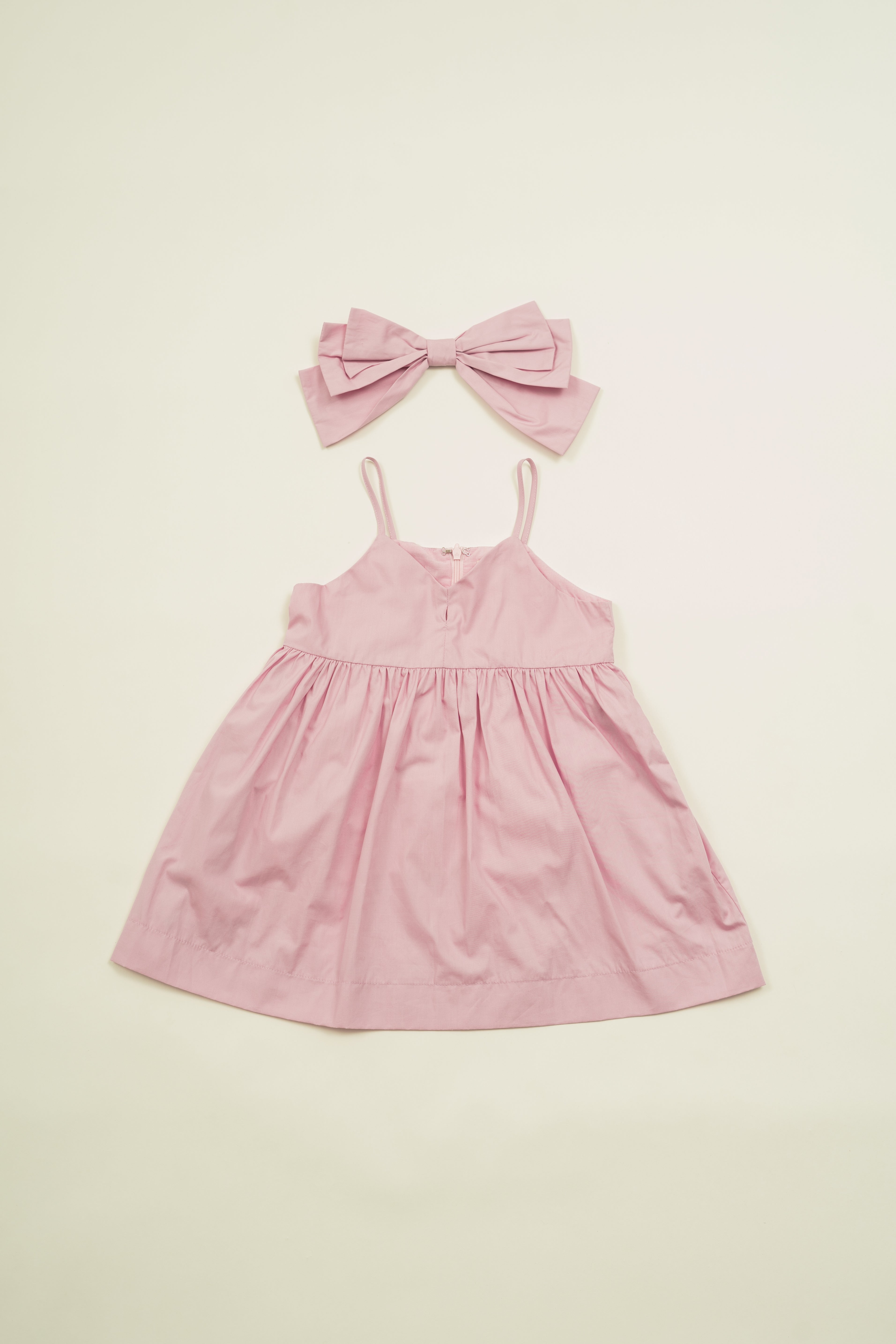 Mini Sleeveless Dress With Detachable Bow in Hibiscus