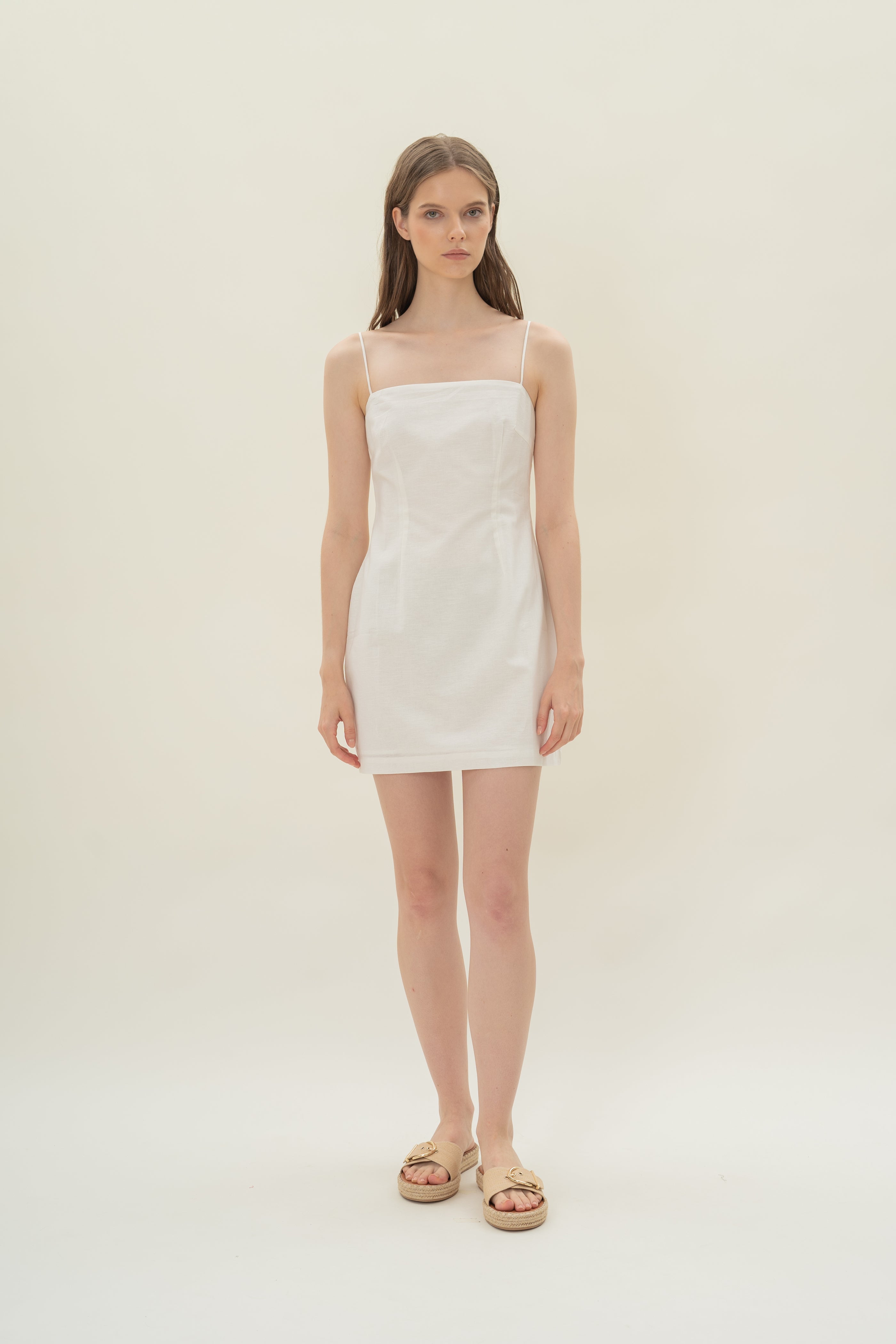 Linen Mini Dress in White