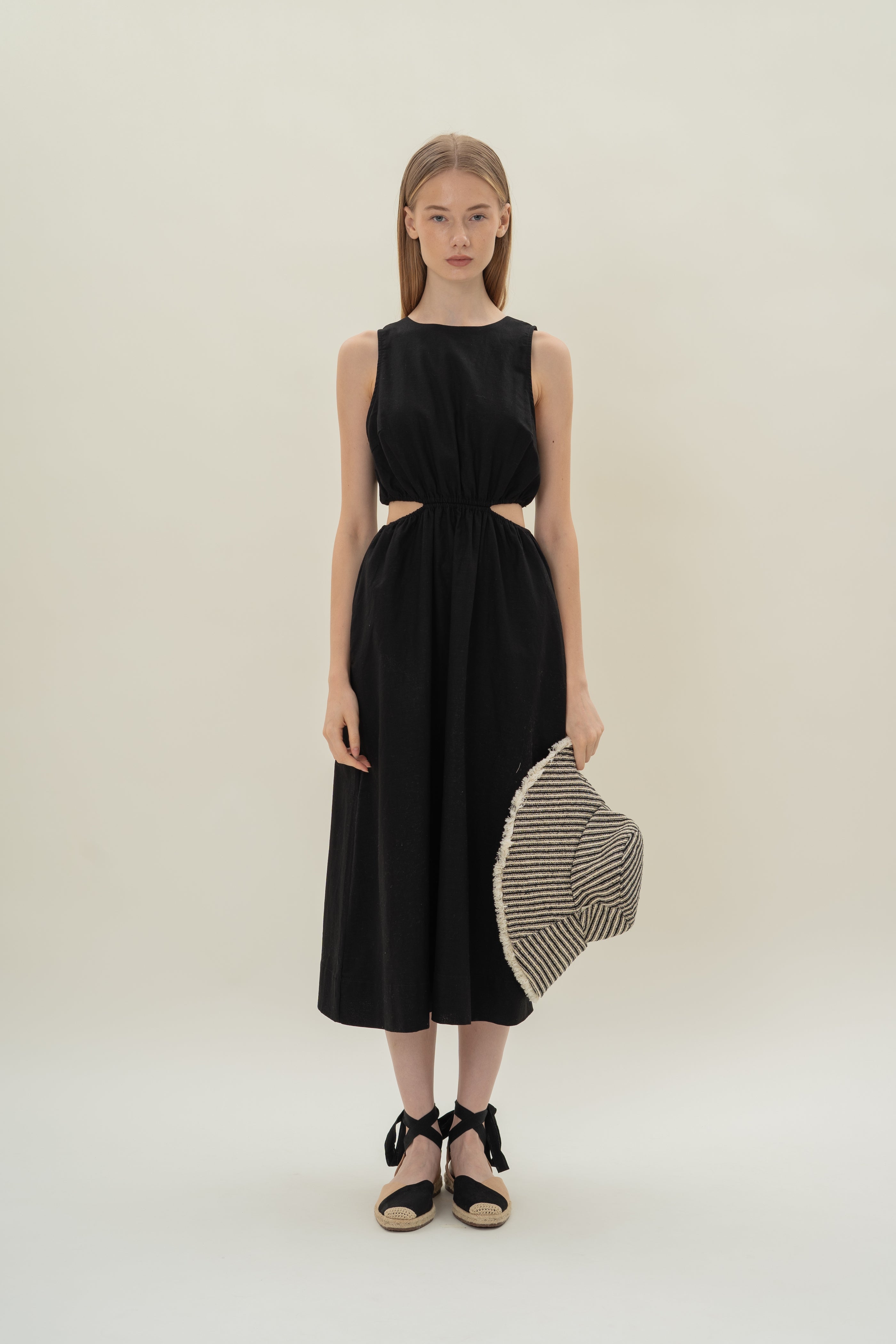 Cut-Out Midi Dress in Black