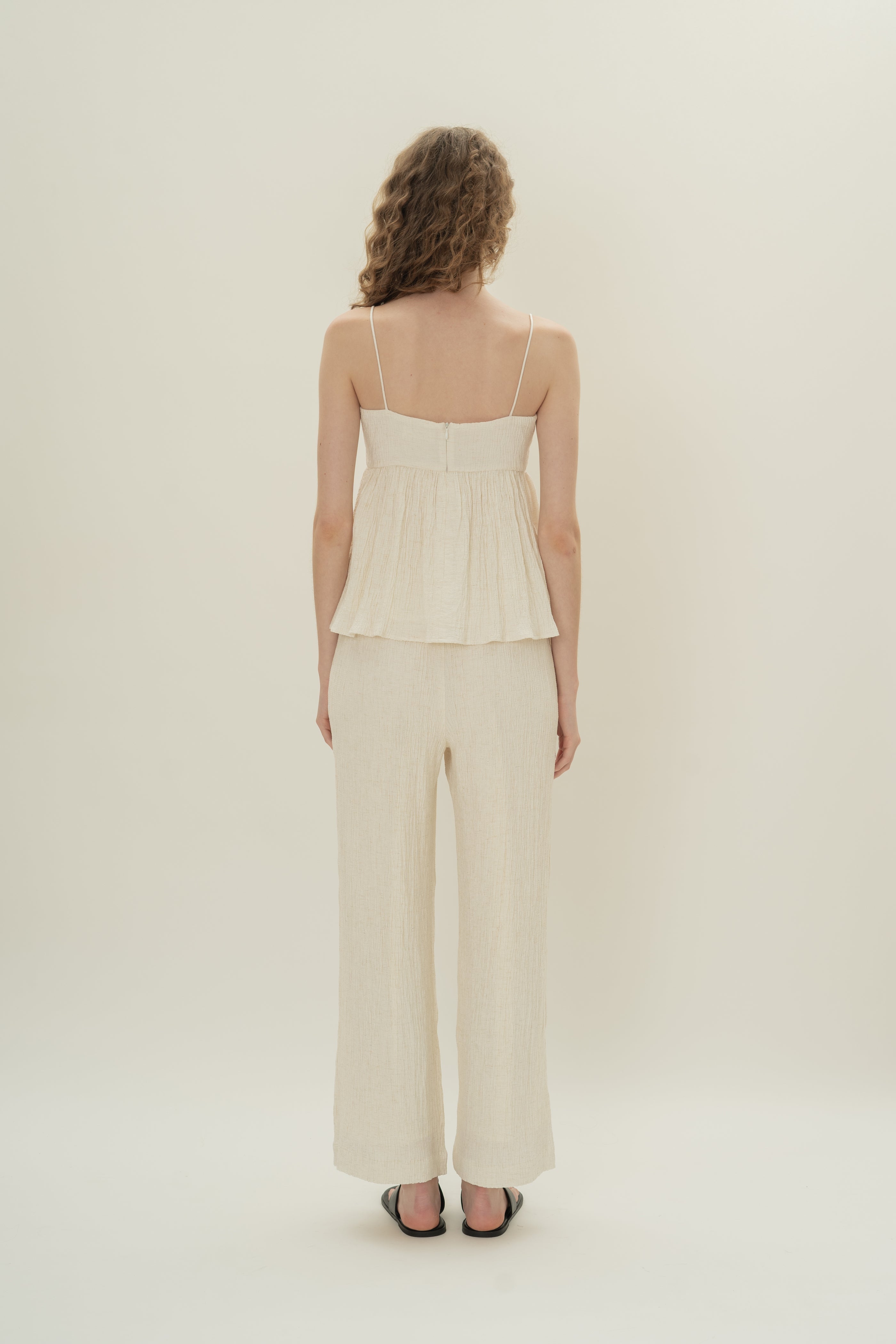 Cotton Blend Textured Cami Top in White