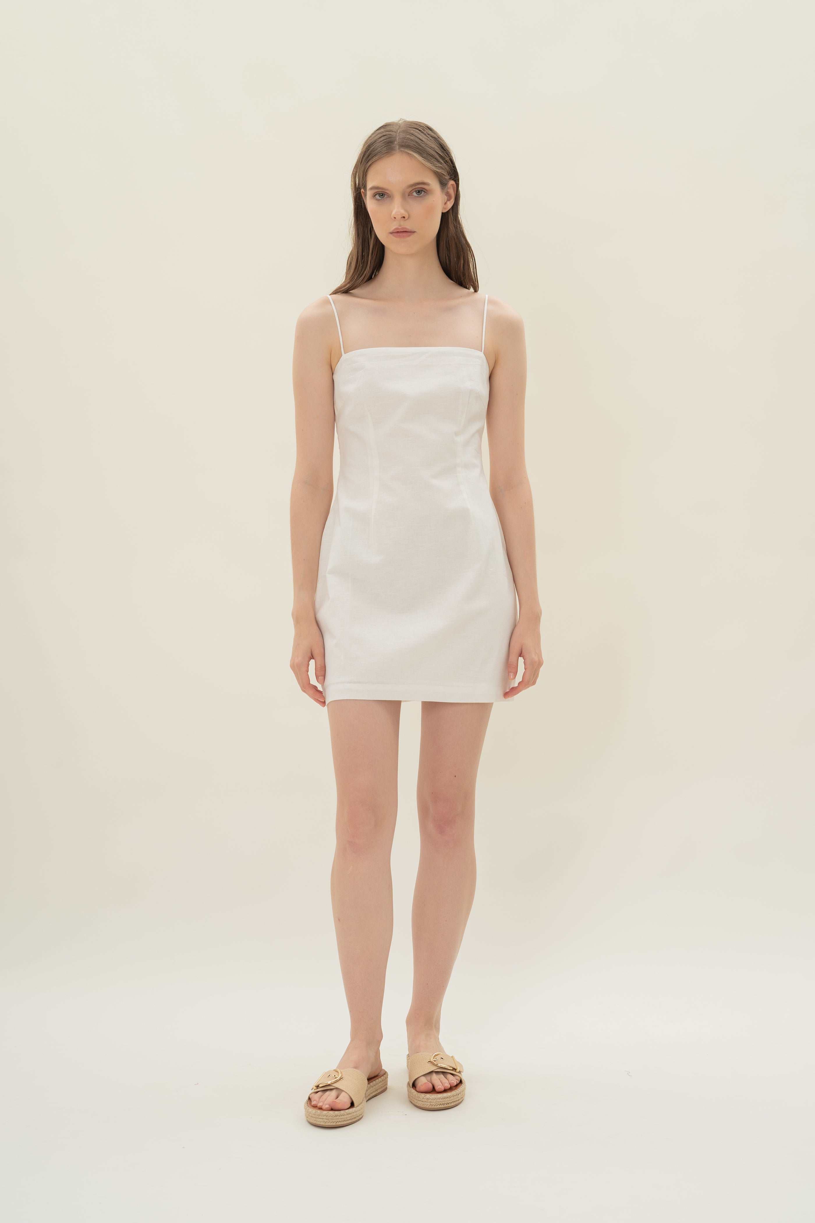 Linen Mini Dress in White