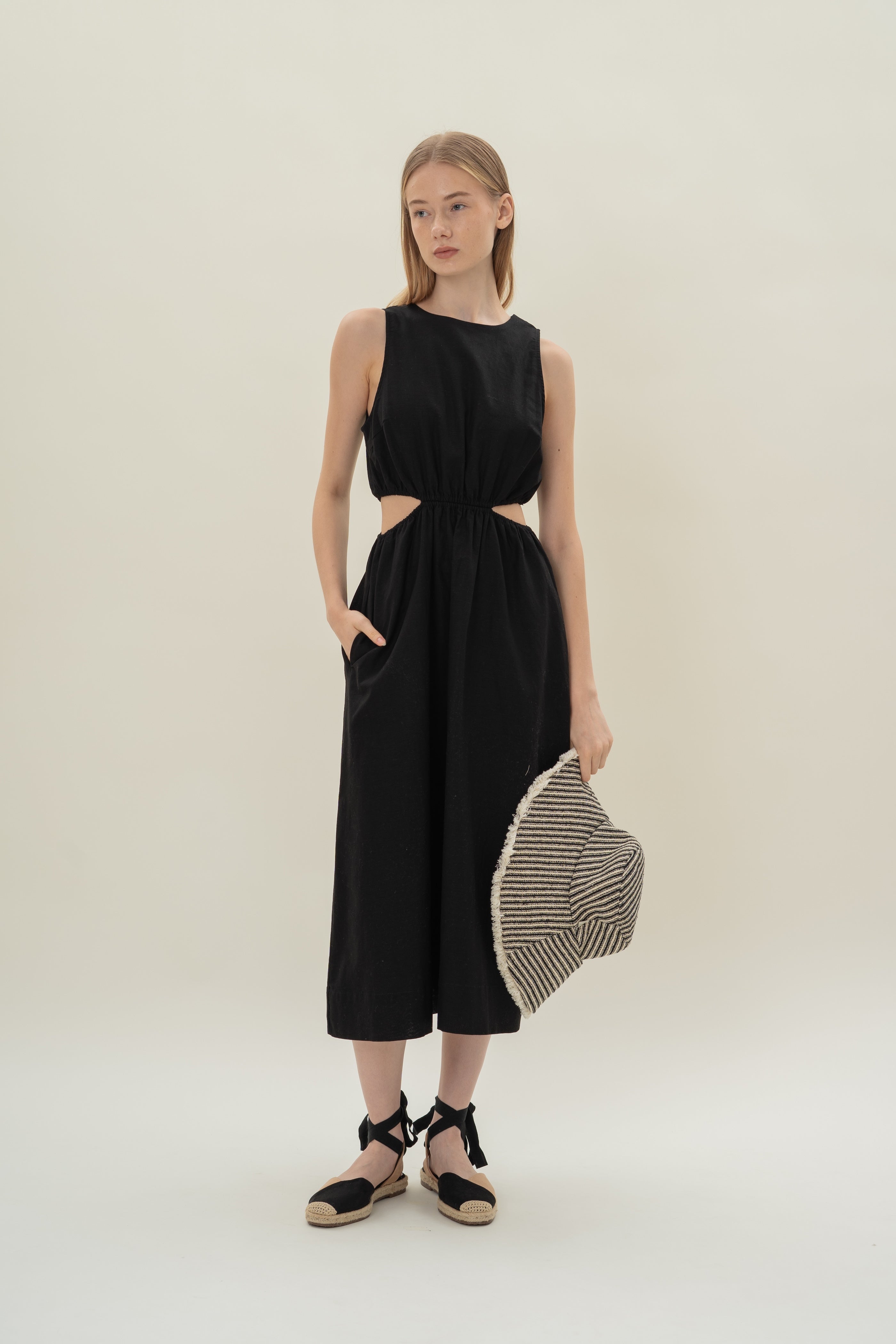 Cut-Out Midi Dress in Black