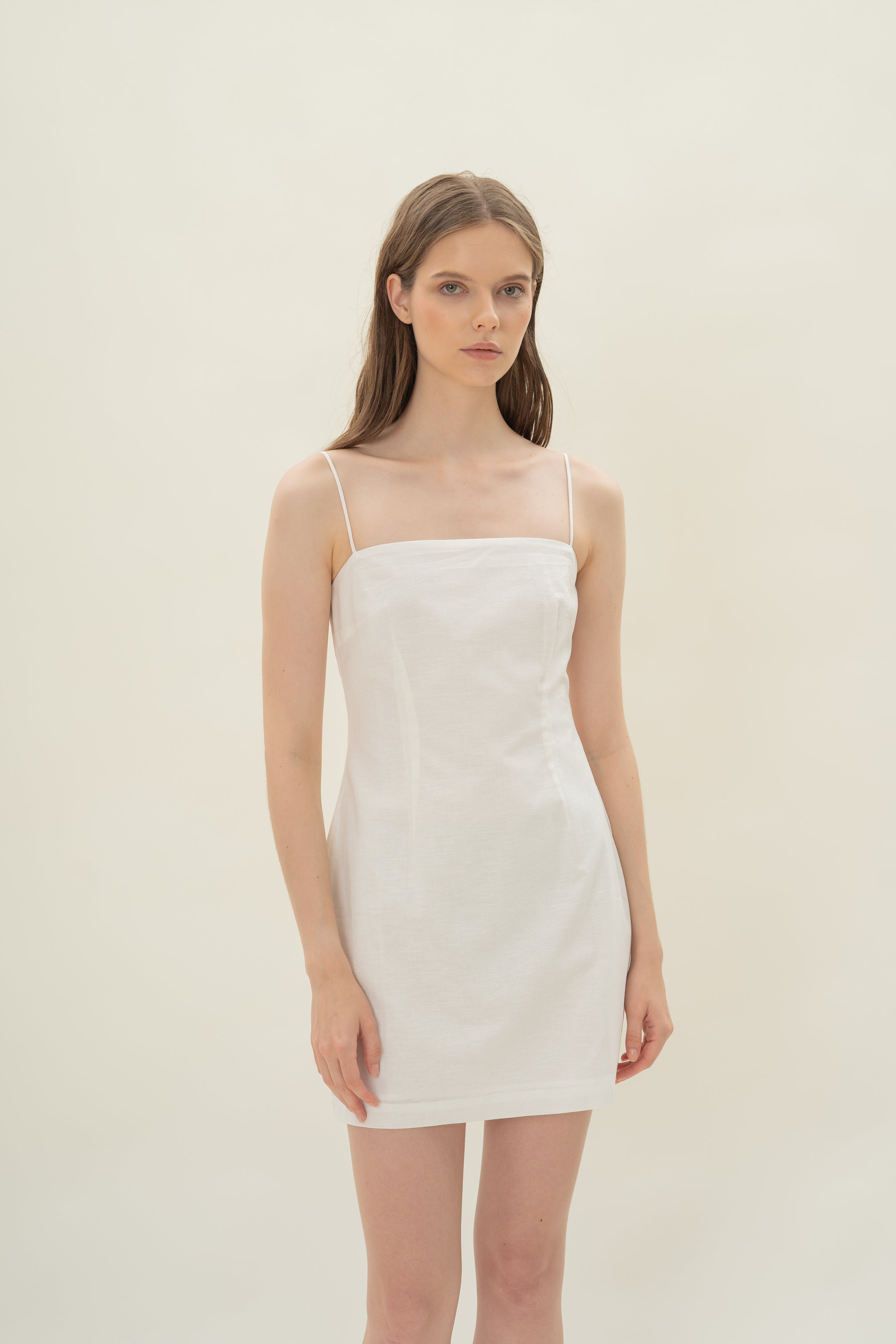 Linen Mini Dress in White