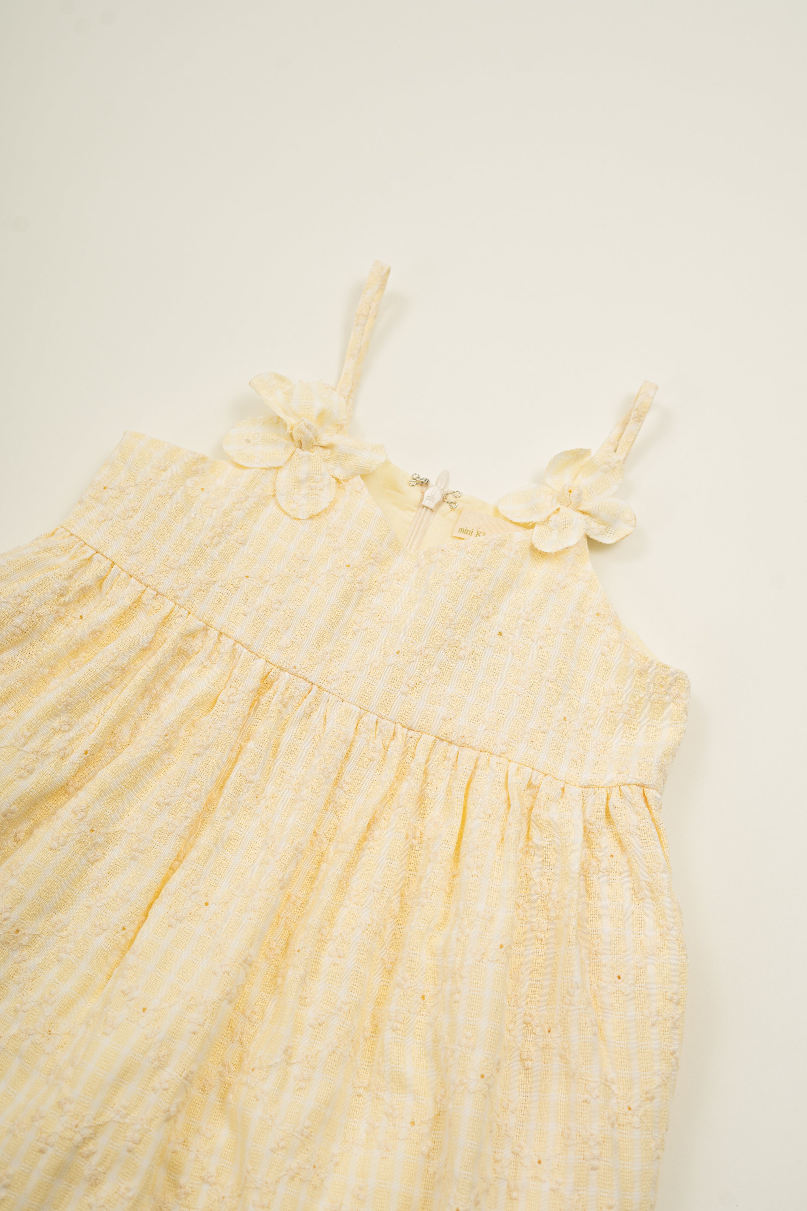 Mini Sleeveless Dress With Detachable Florals in Yellow