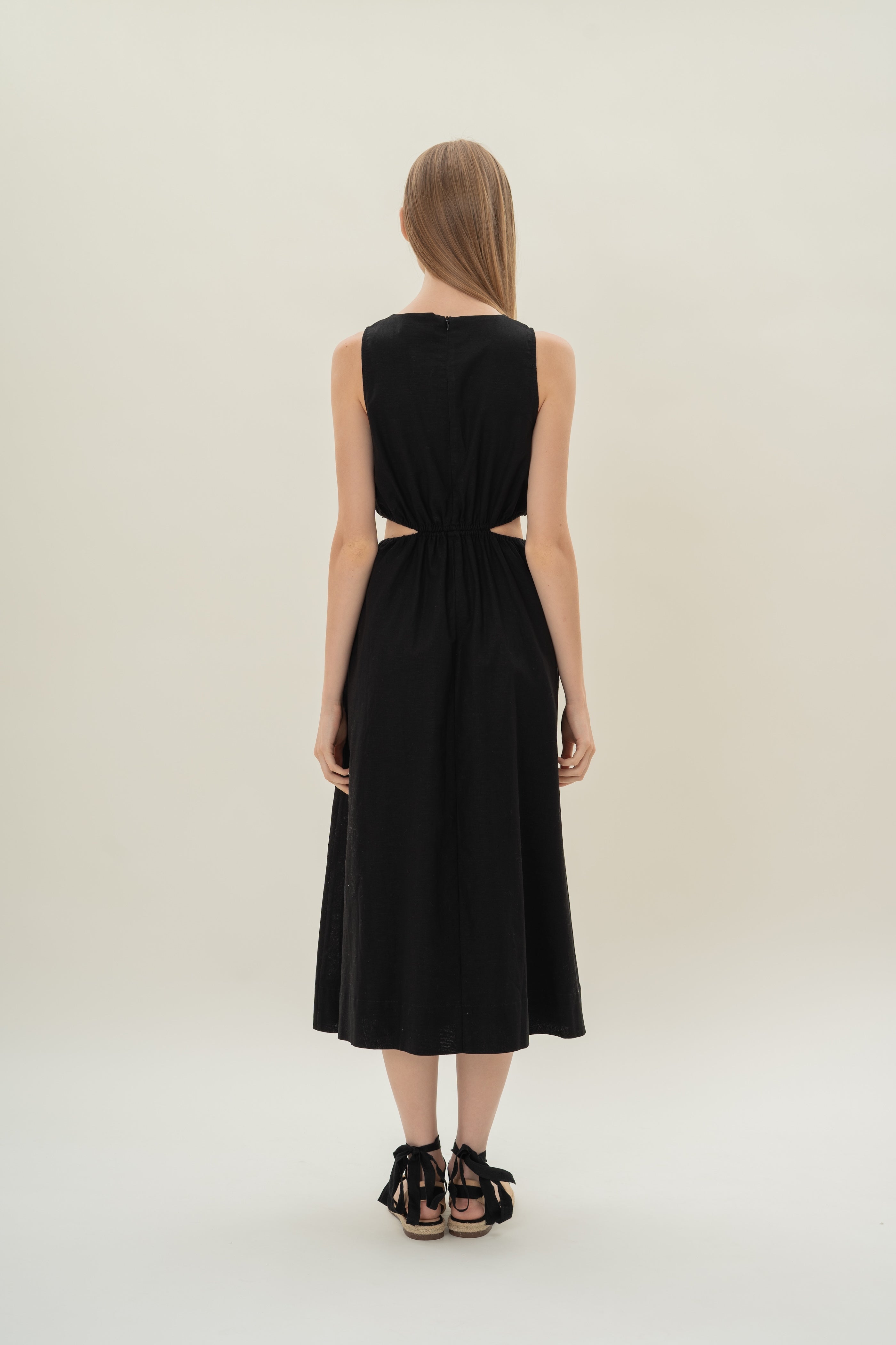 Cut-Out Midi Dress in Black