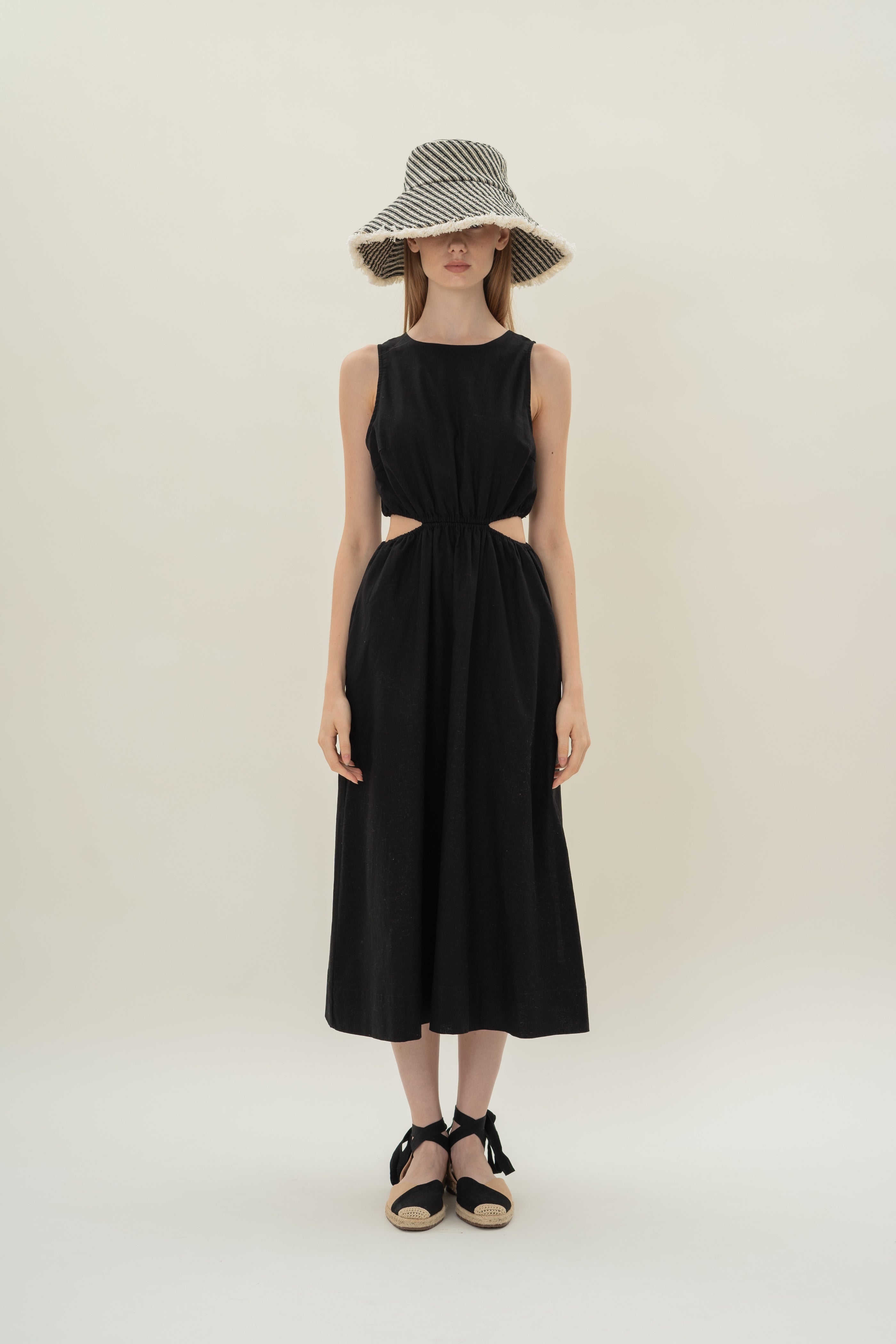 Cut-Out Midi Dress in Black