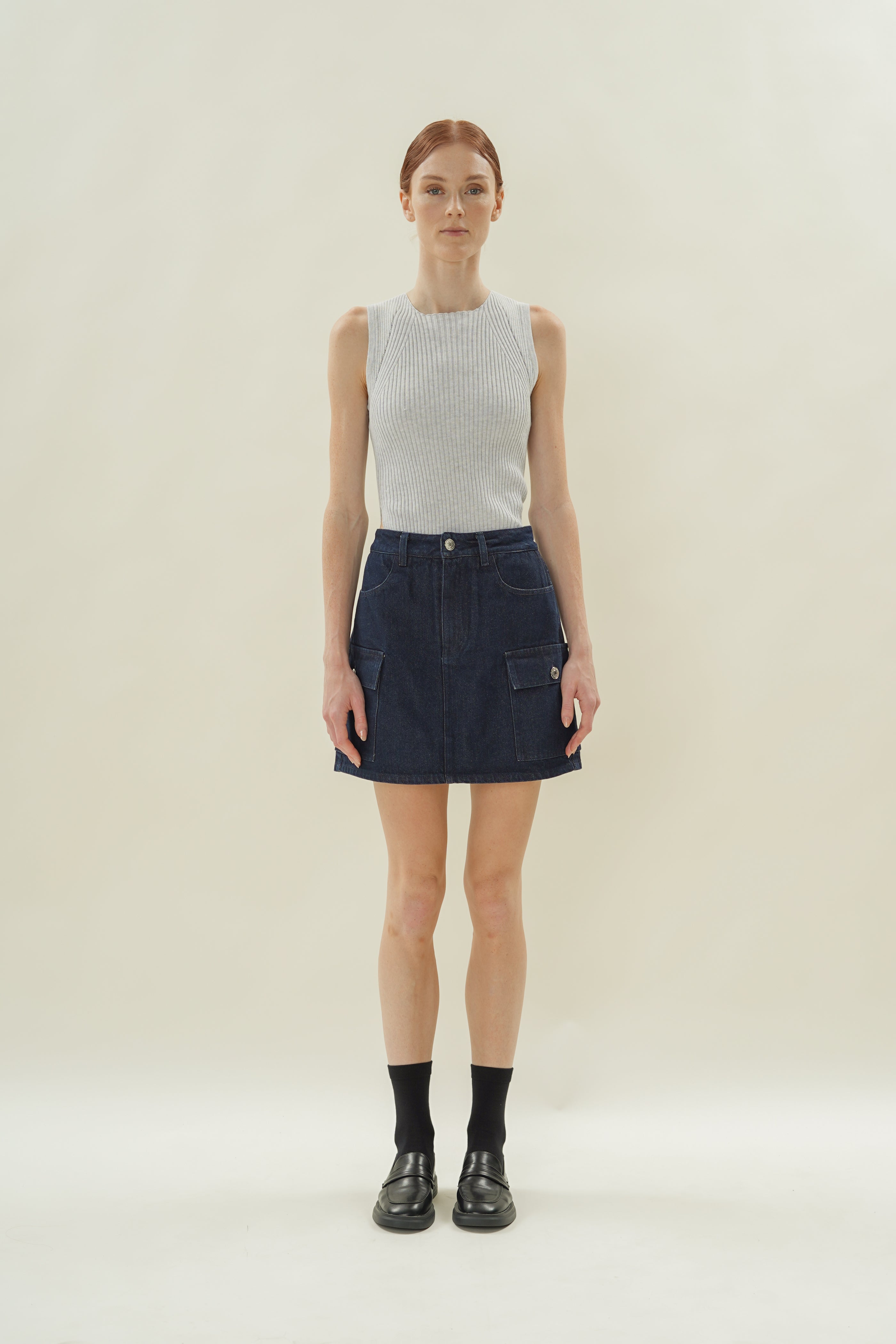 Denim Skort in Dark Wash