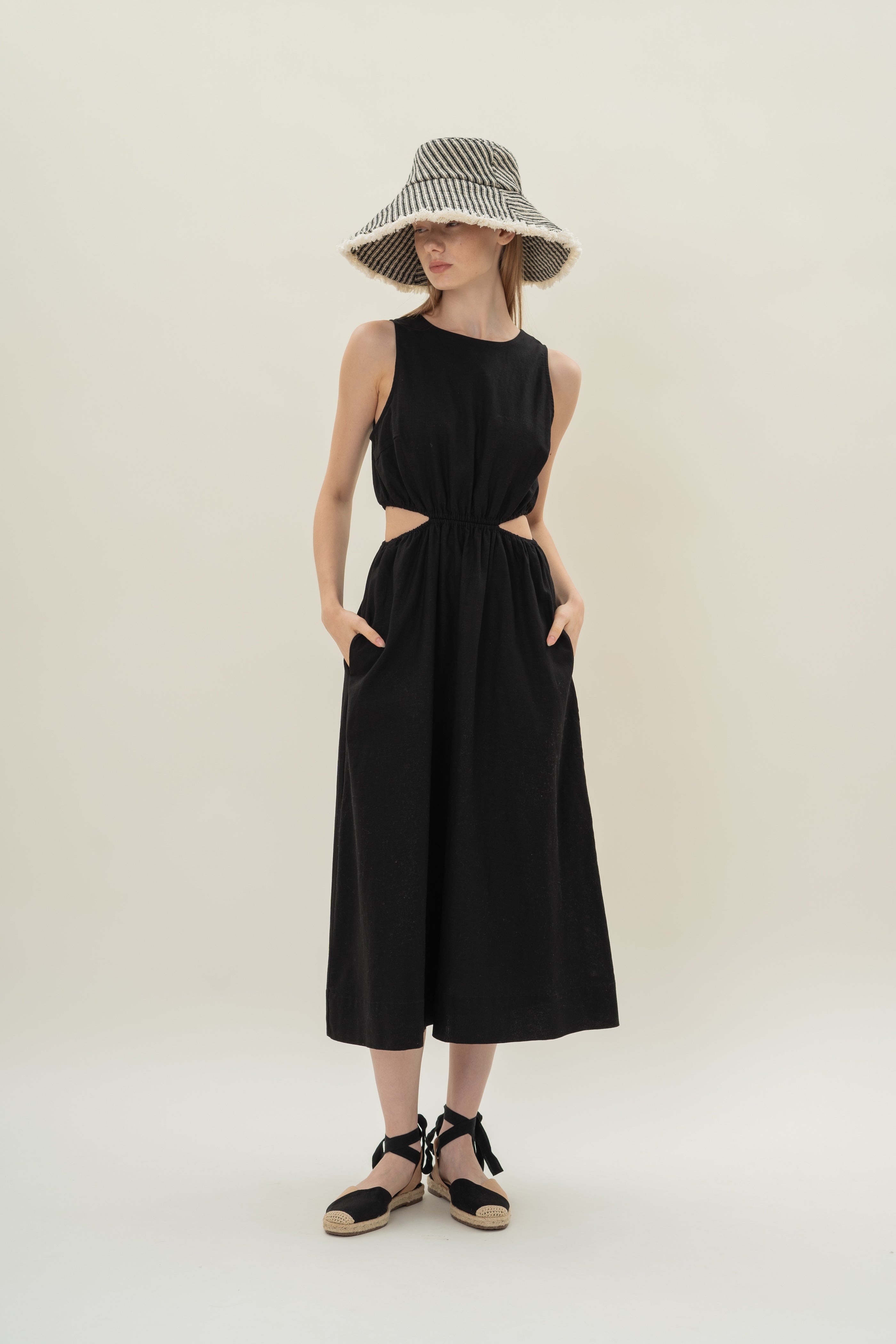 Cut-Out Midi Dress in Black