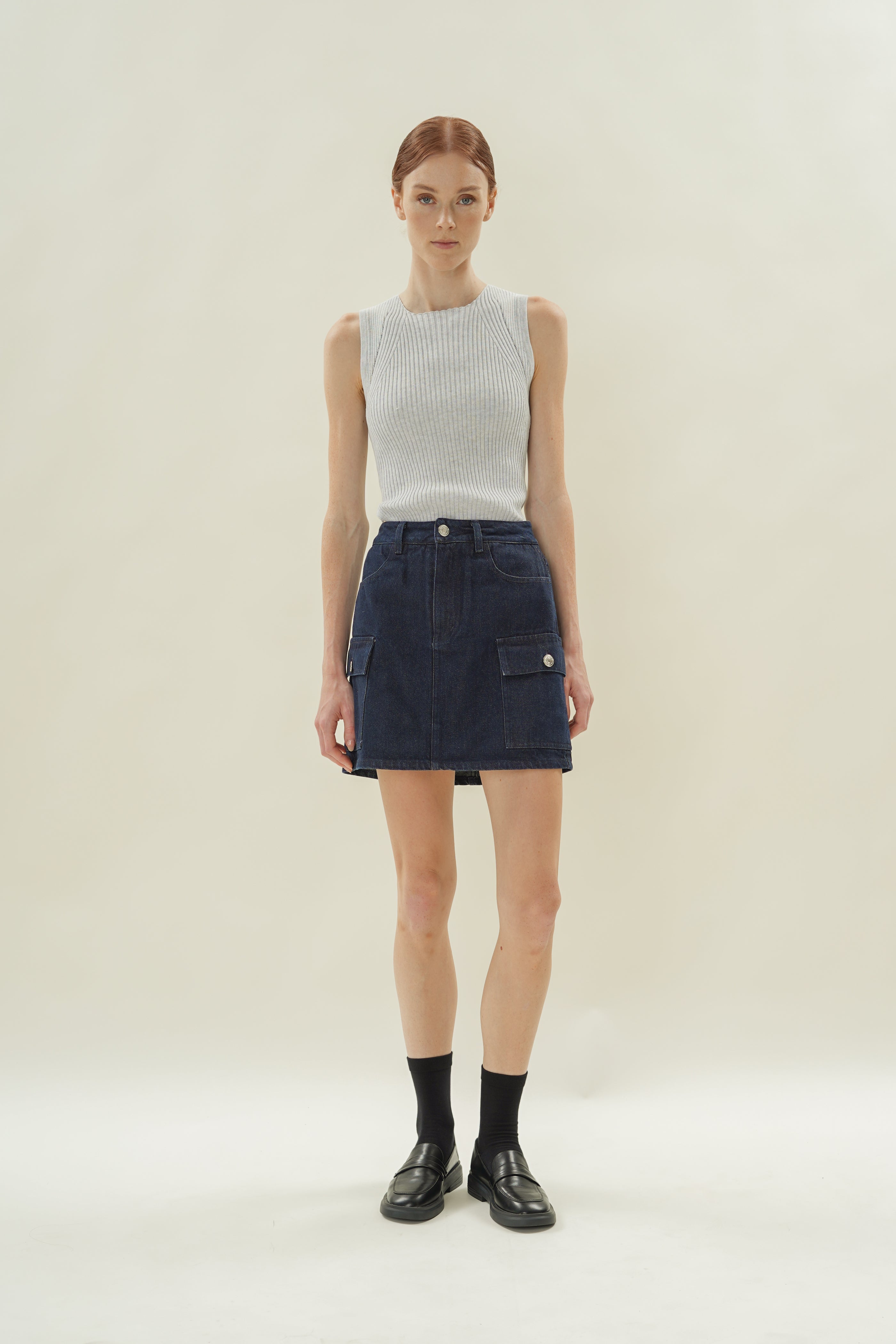 Denim Skort in Dark Wash