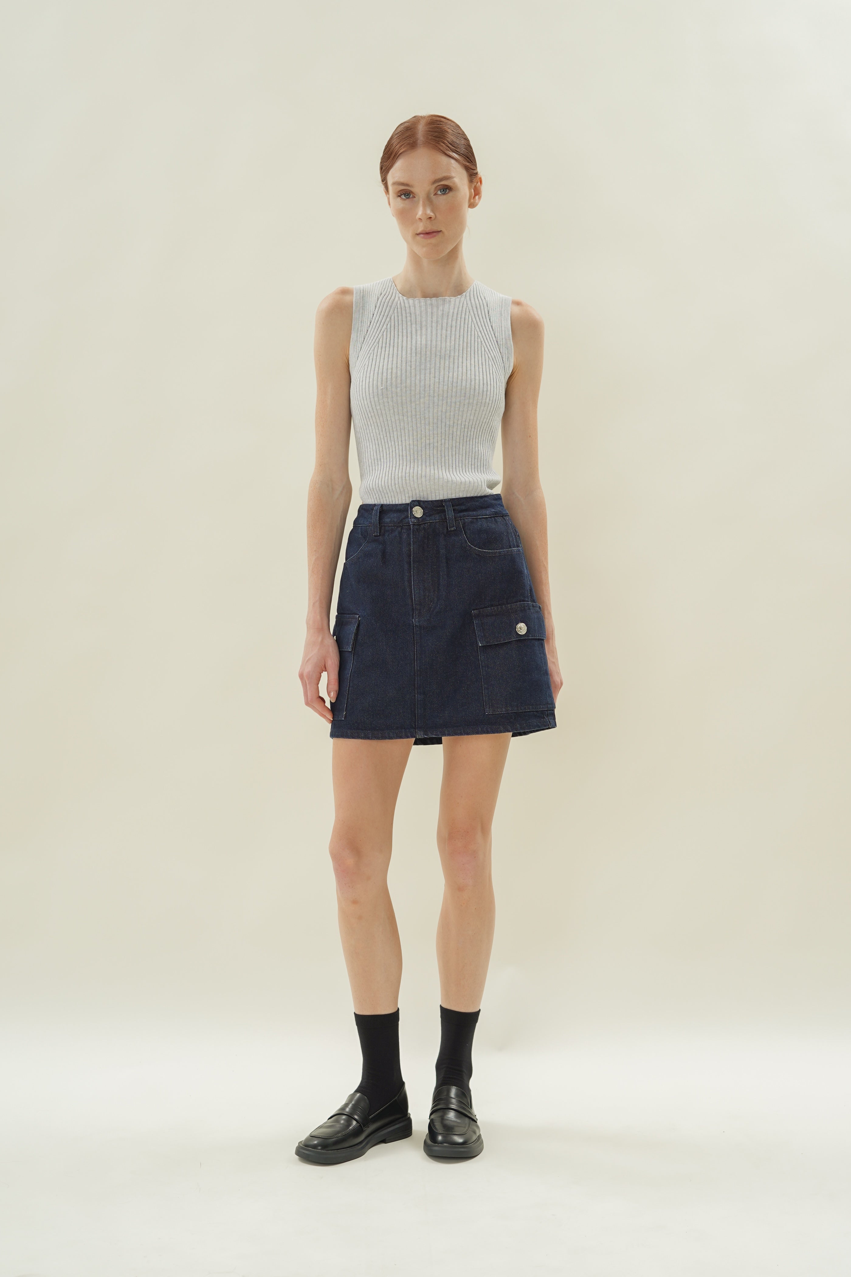 Denim Skort in Dark Wash