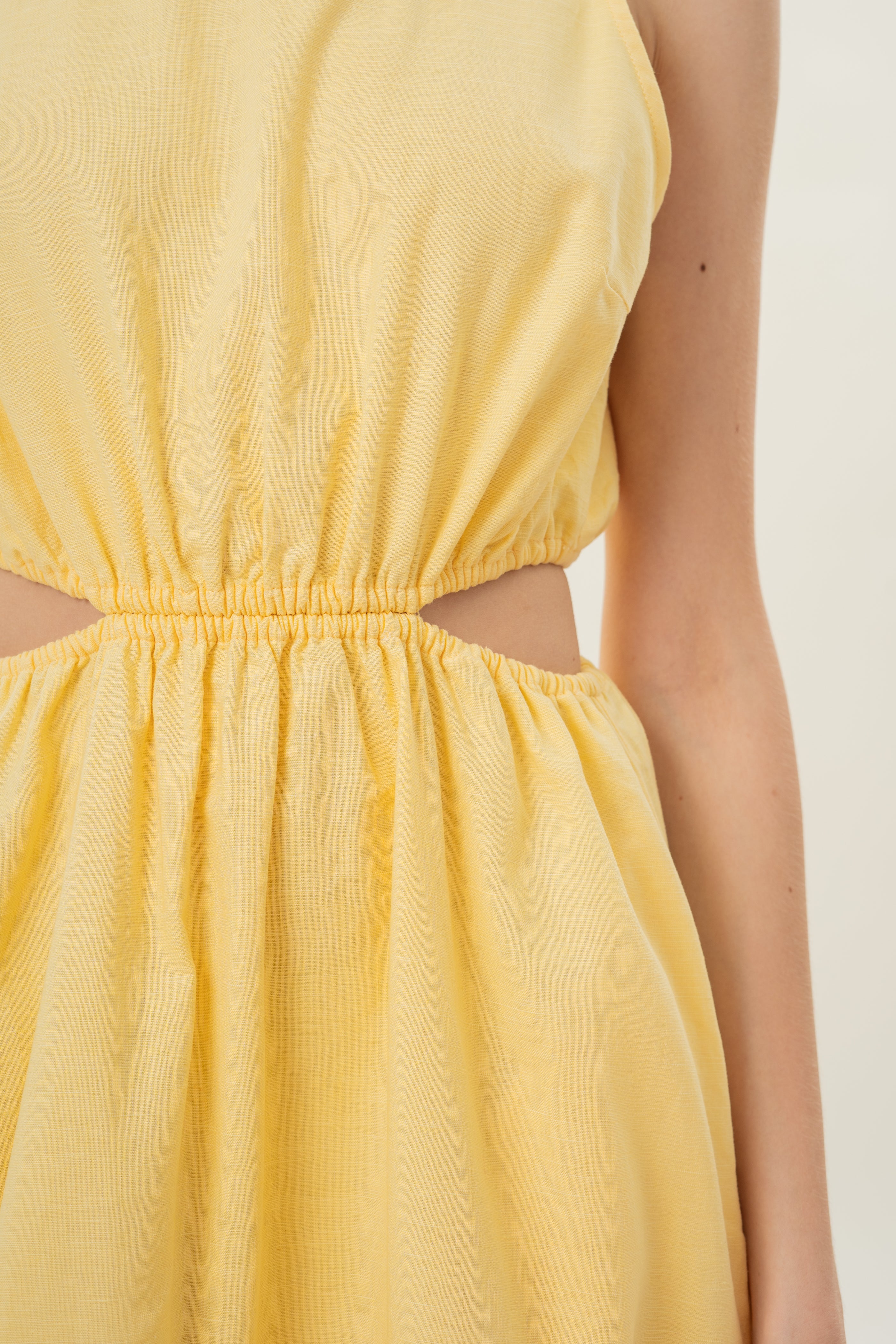 Cut-Out Midi Dress in Lemon