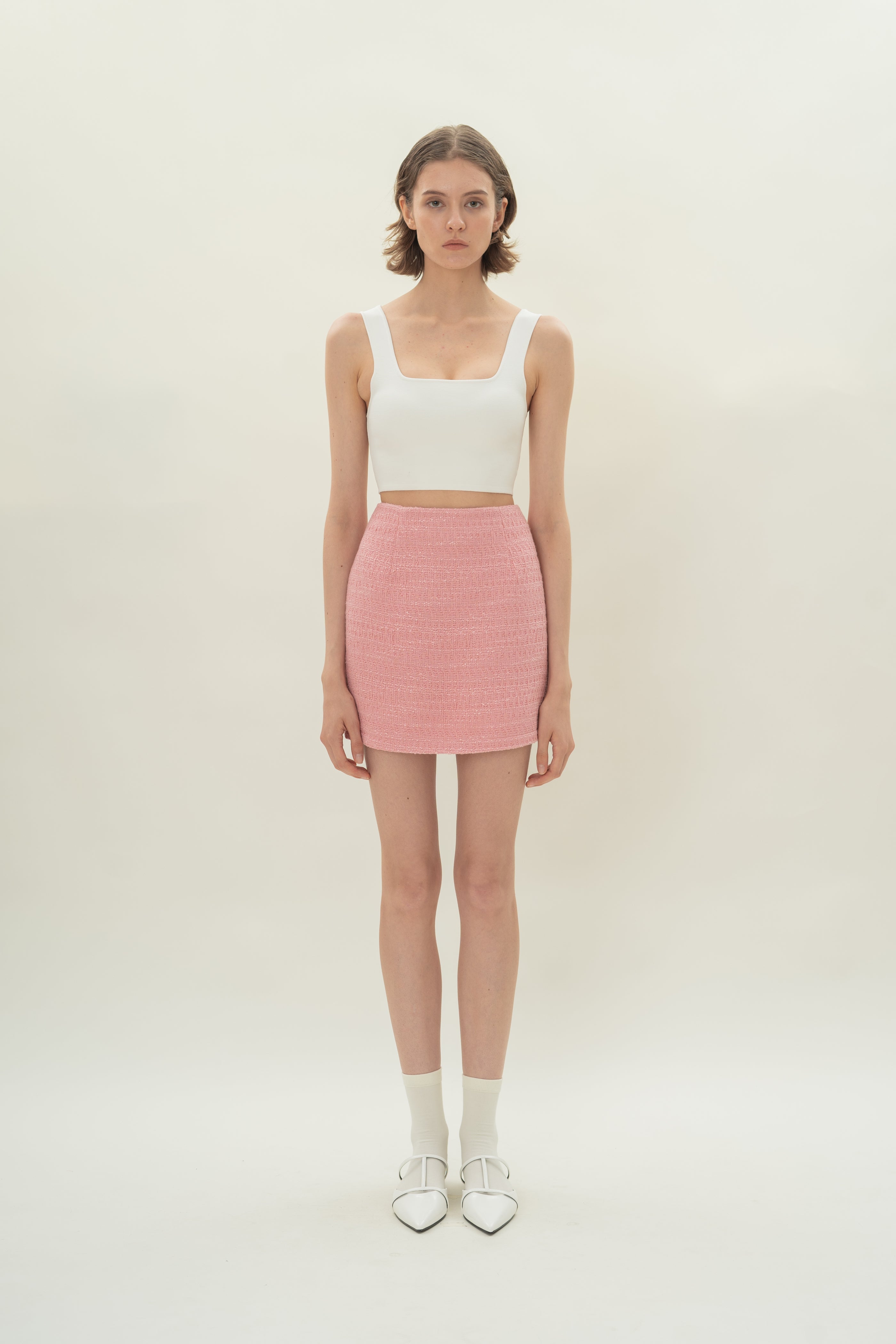 Mini Skirt in Tweed Pink