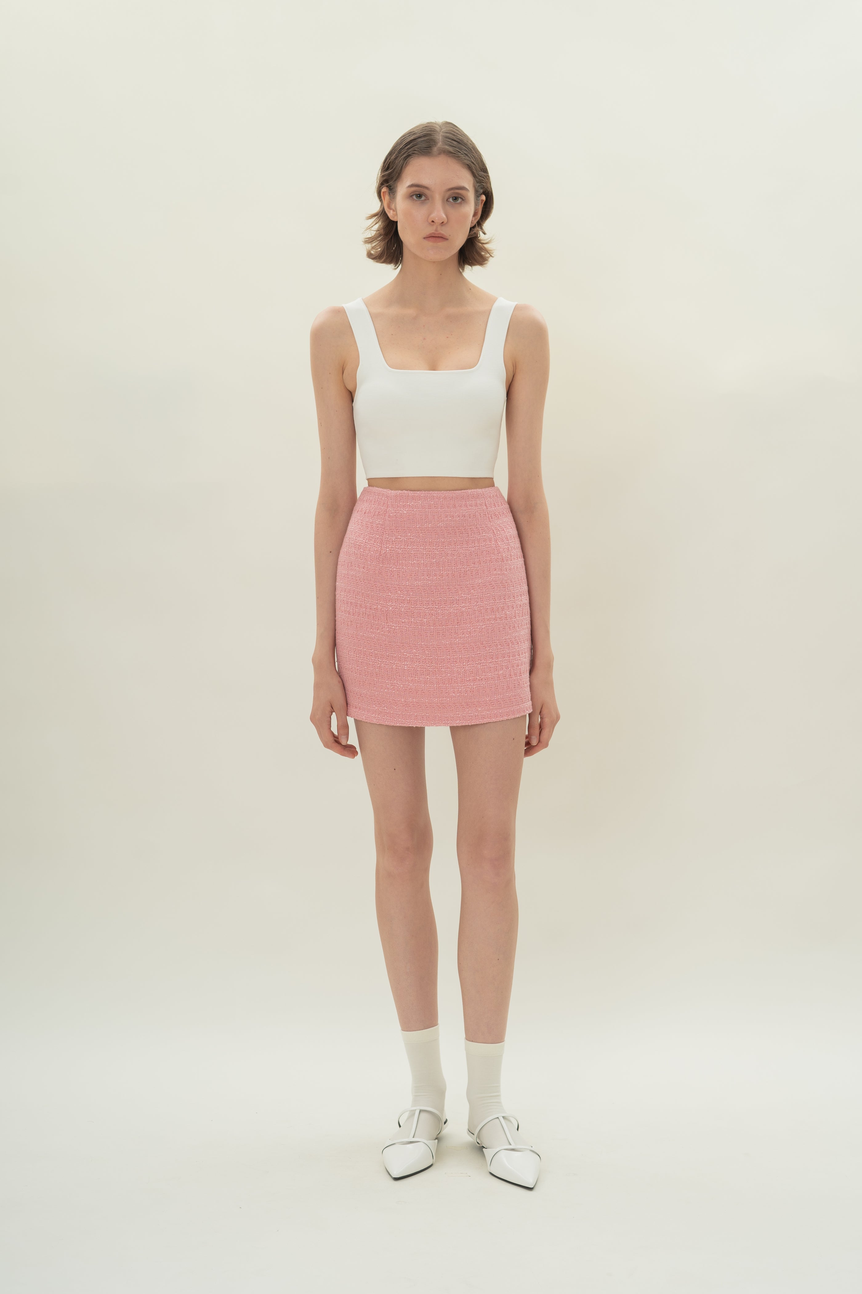 Mini Skirt in Tweed Pink