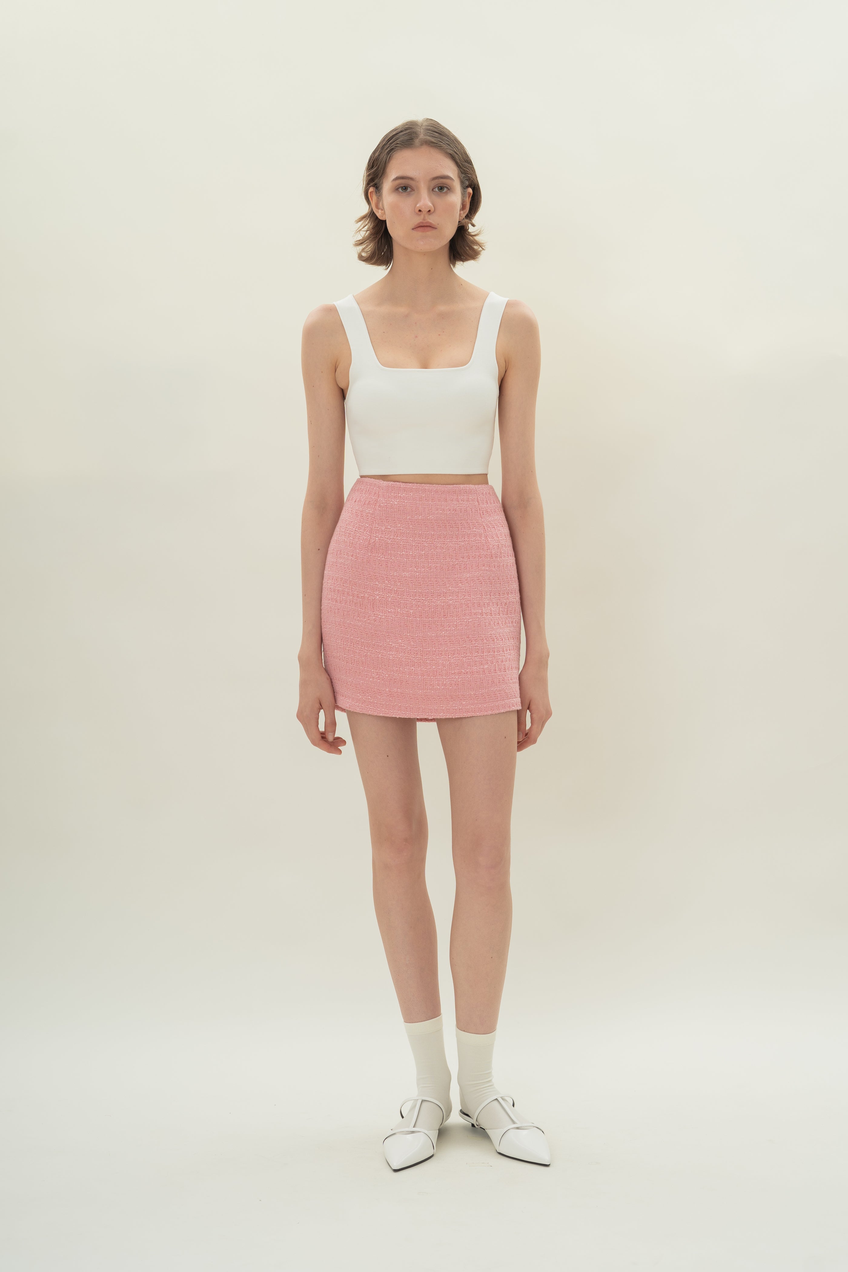 Mini Skirt in Tweed Pink