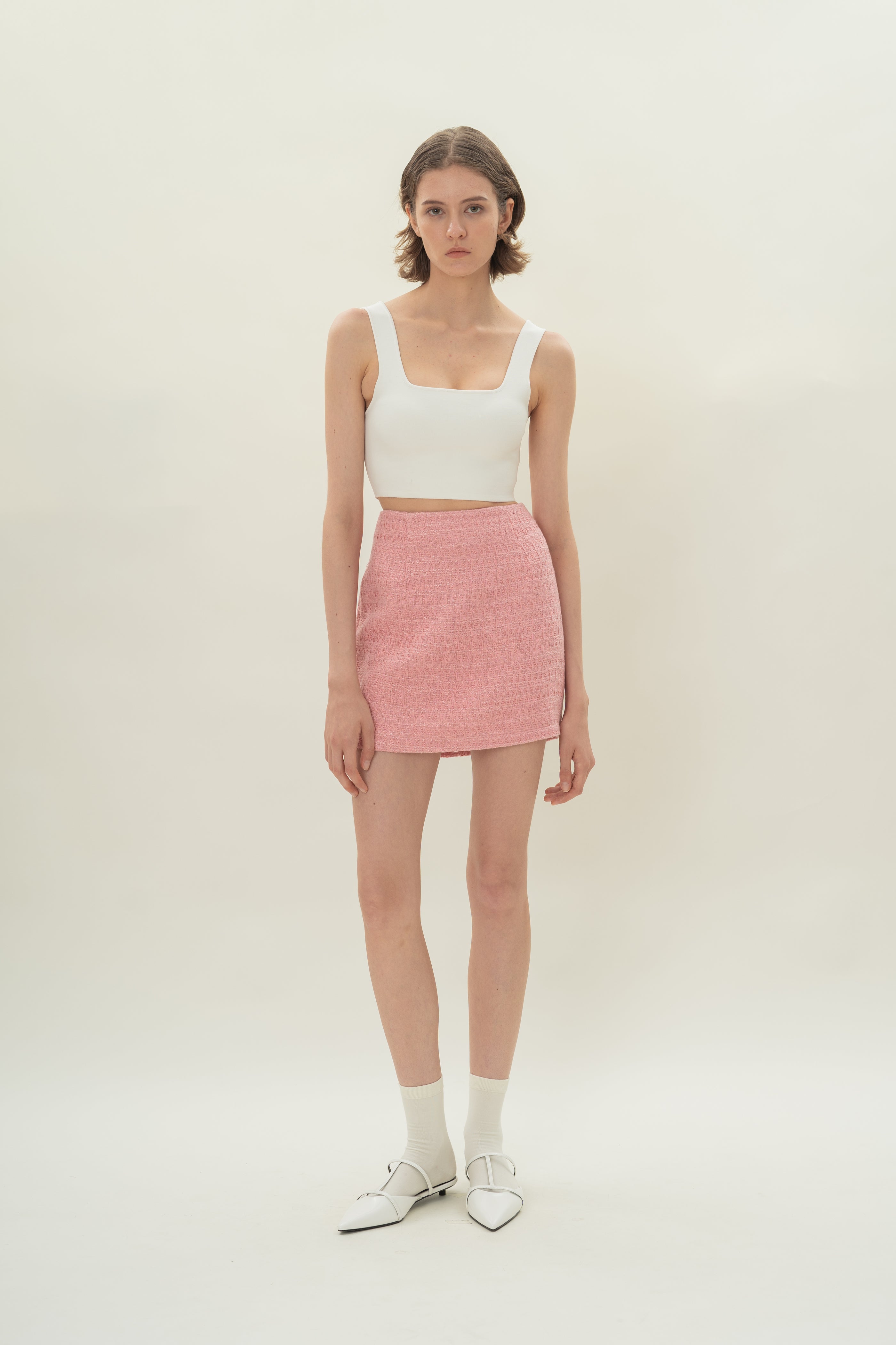 Mini Skirt in Tweed Pink