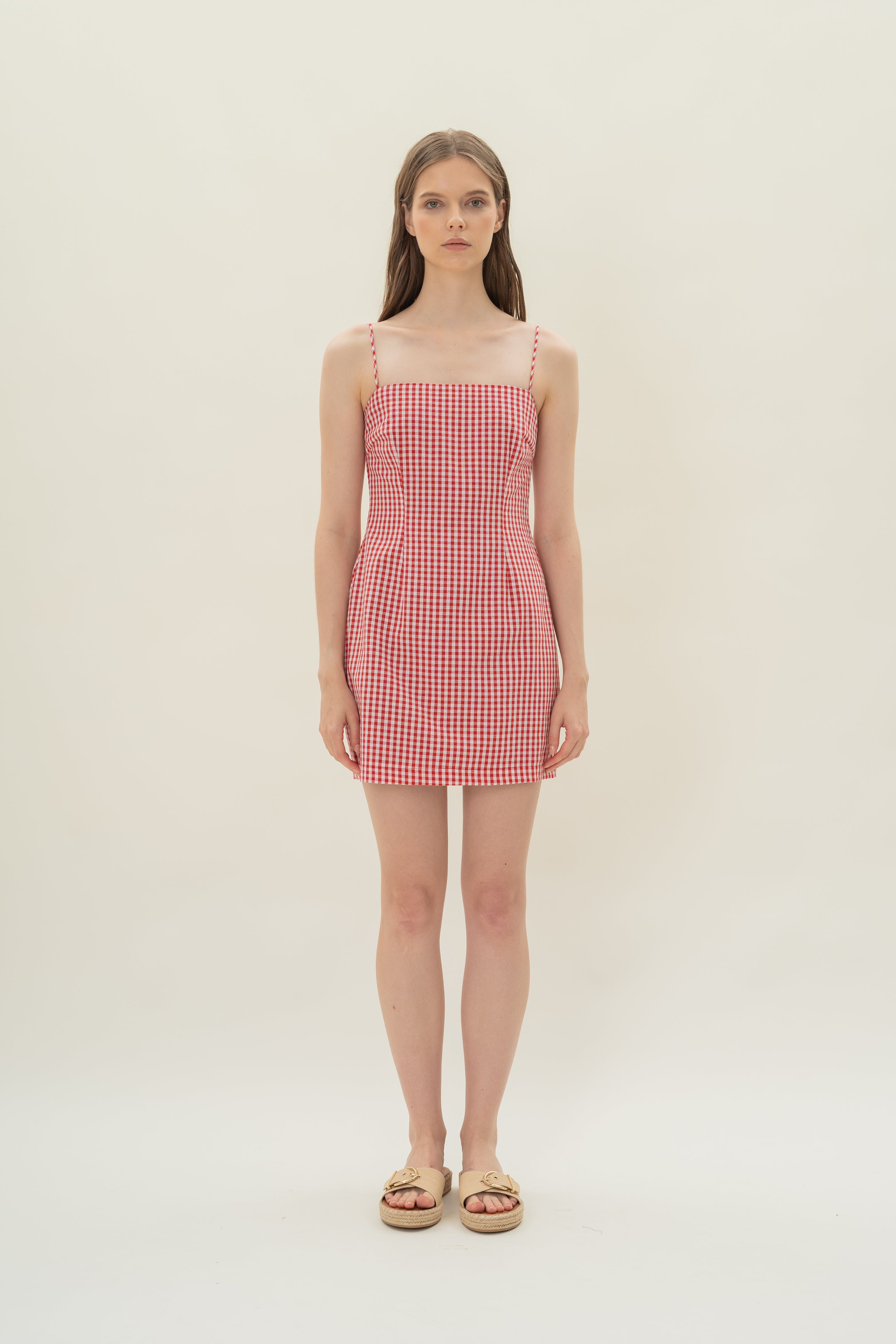 Cotton Mini Dress in Red Gingham