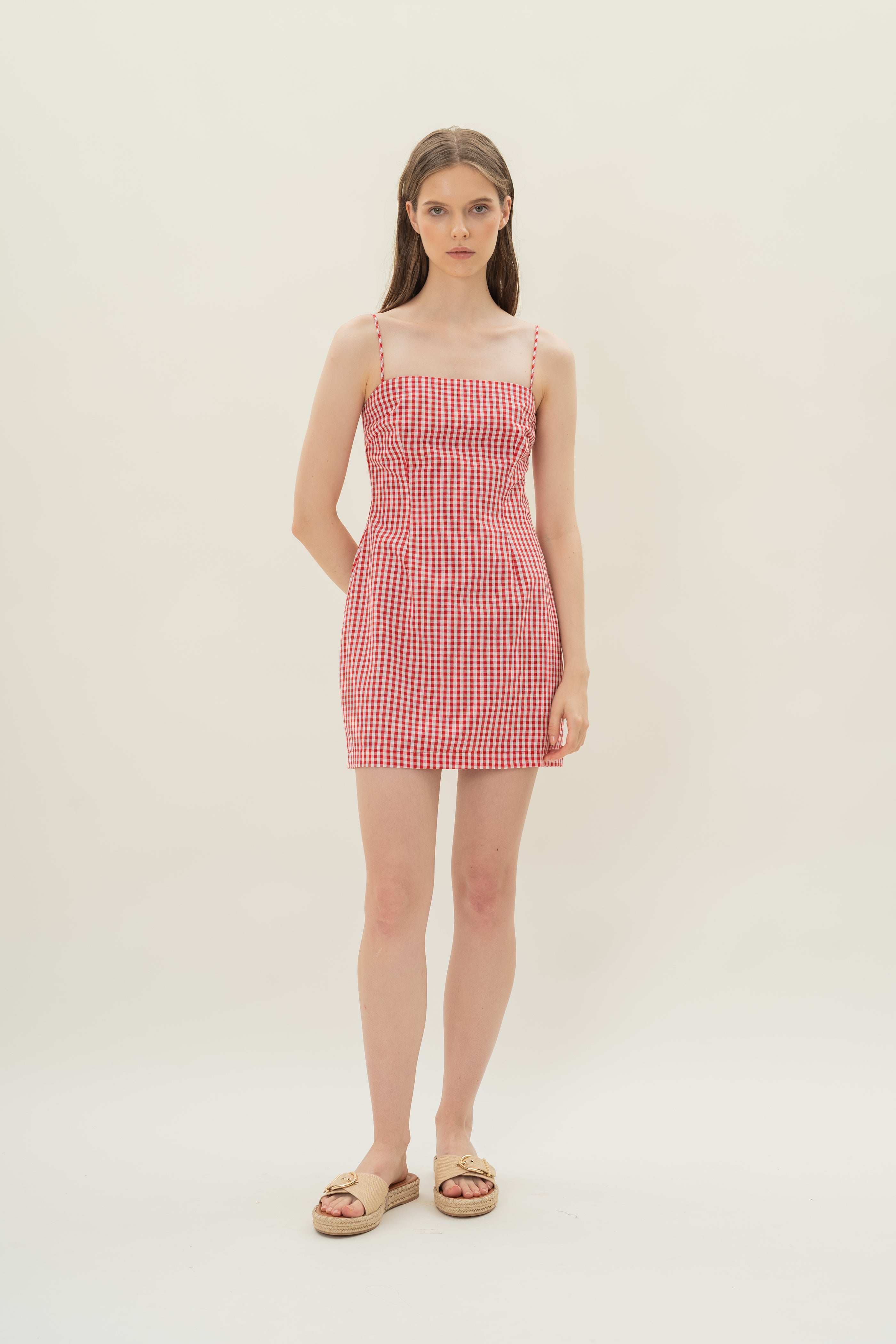 Cotton Mini Dress in Red Gingham