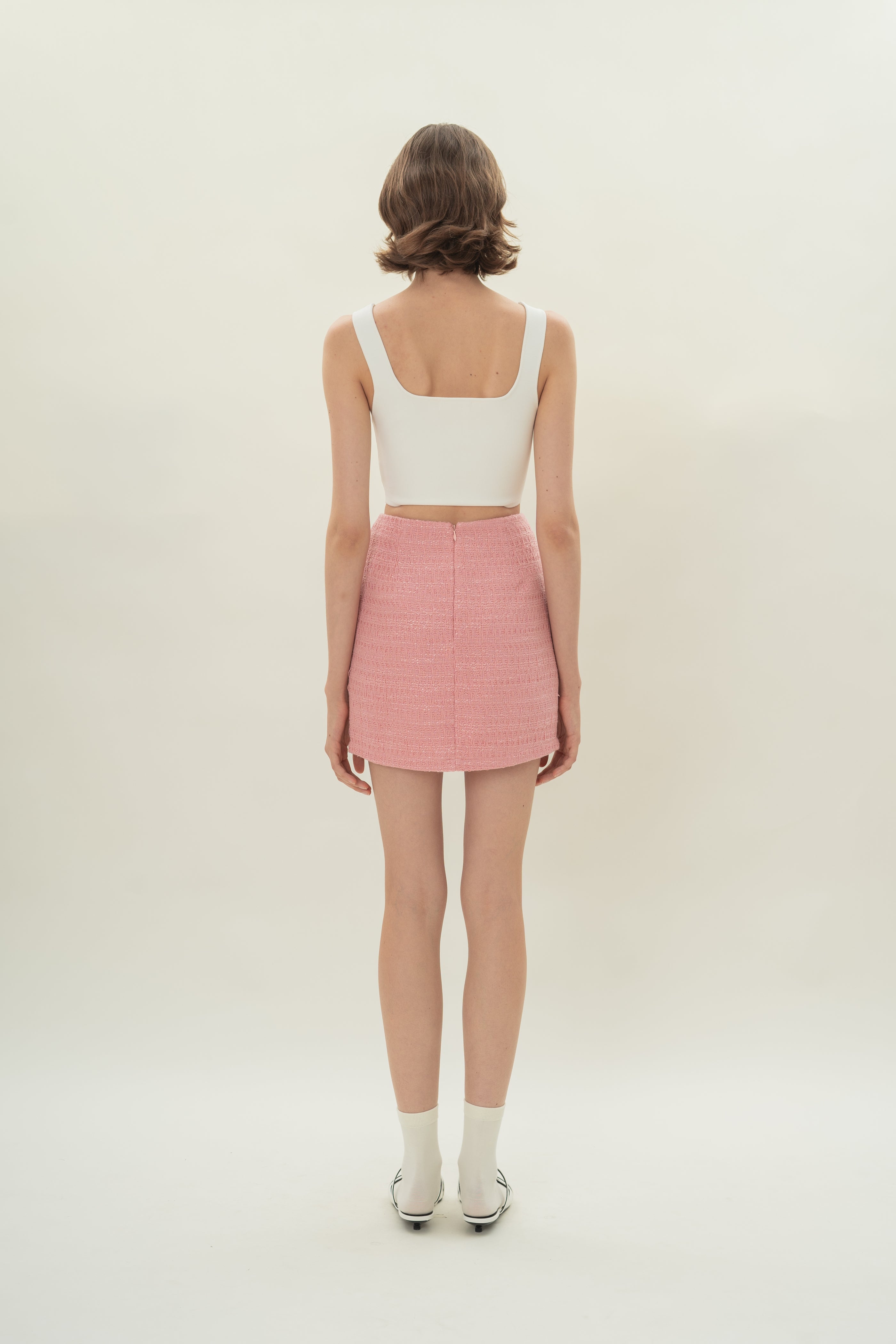 Mini Skirt in Tweed Pink