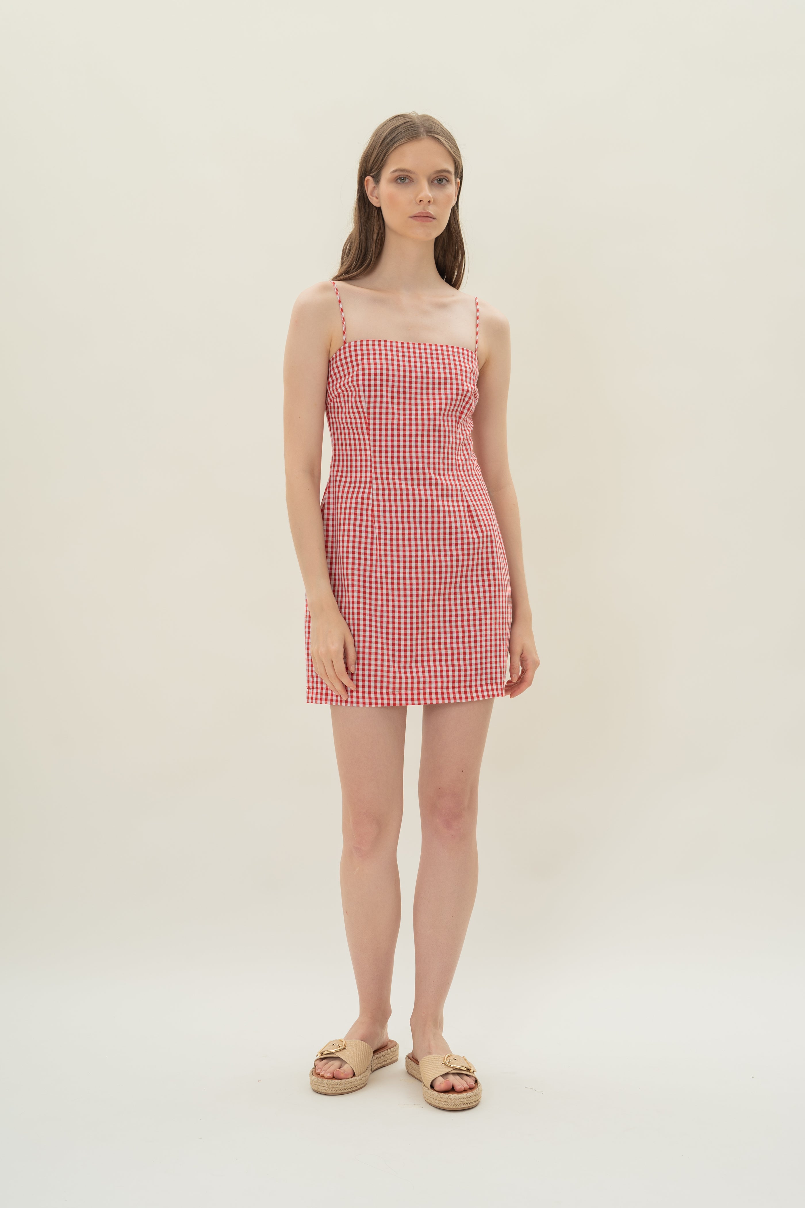 Cotton Mini Dress in Red Gingham