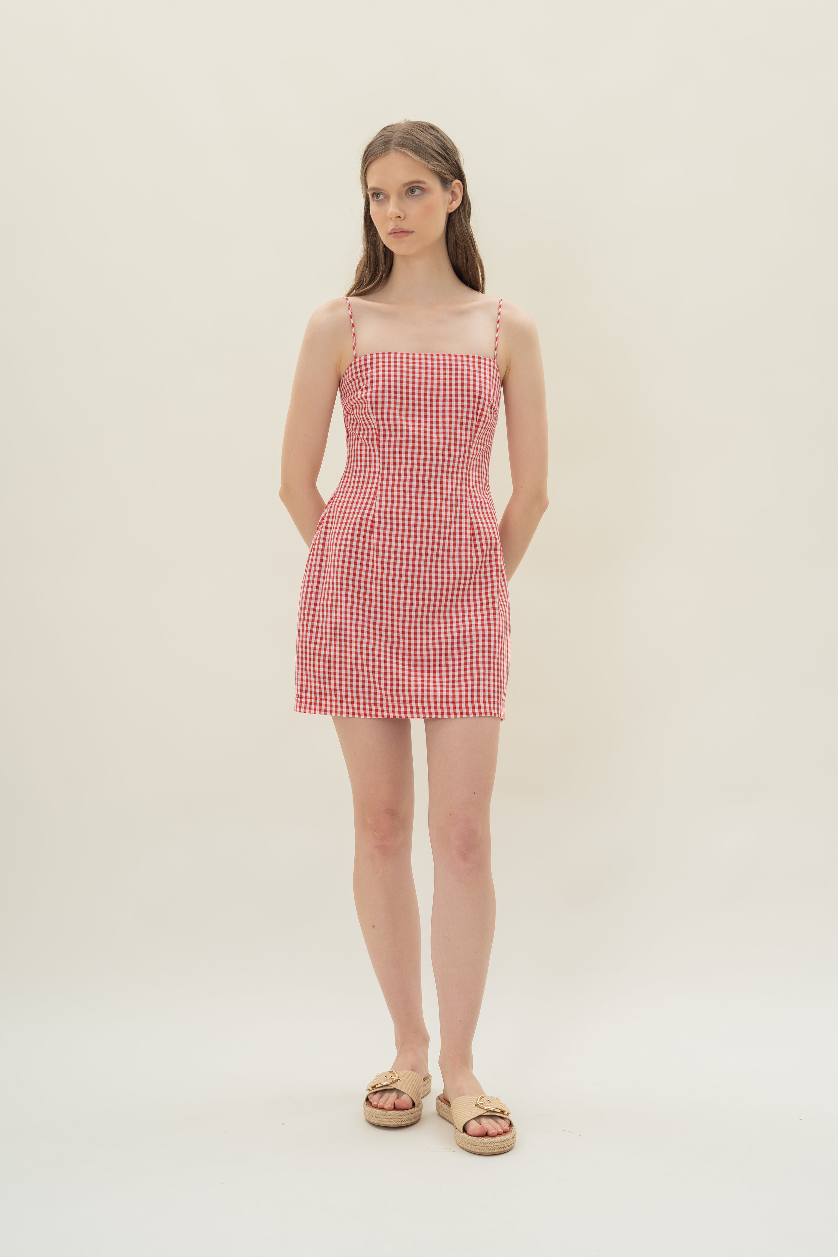 Cotton Mini Dress in Red Gingham