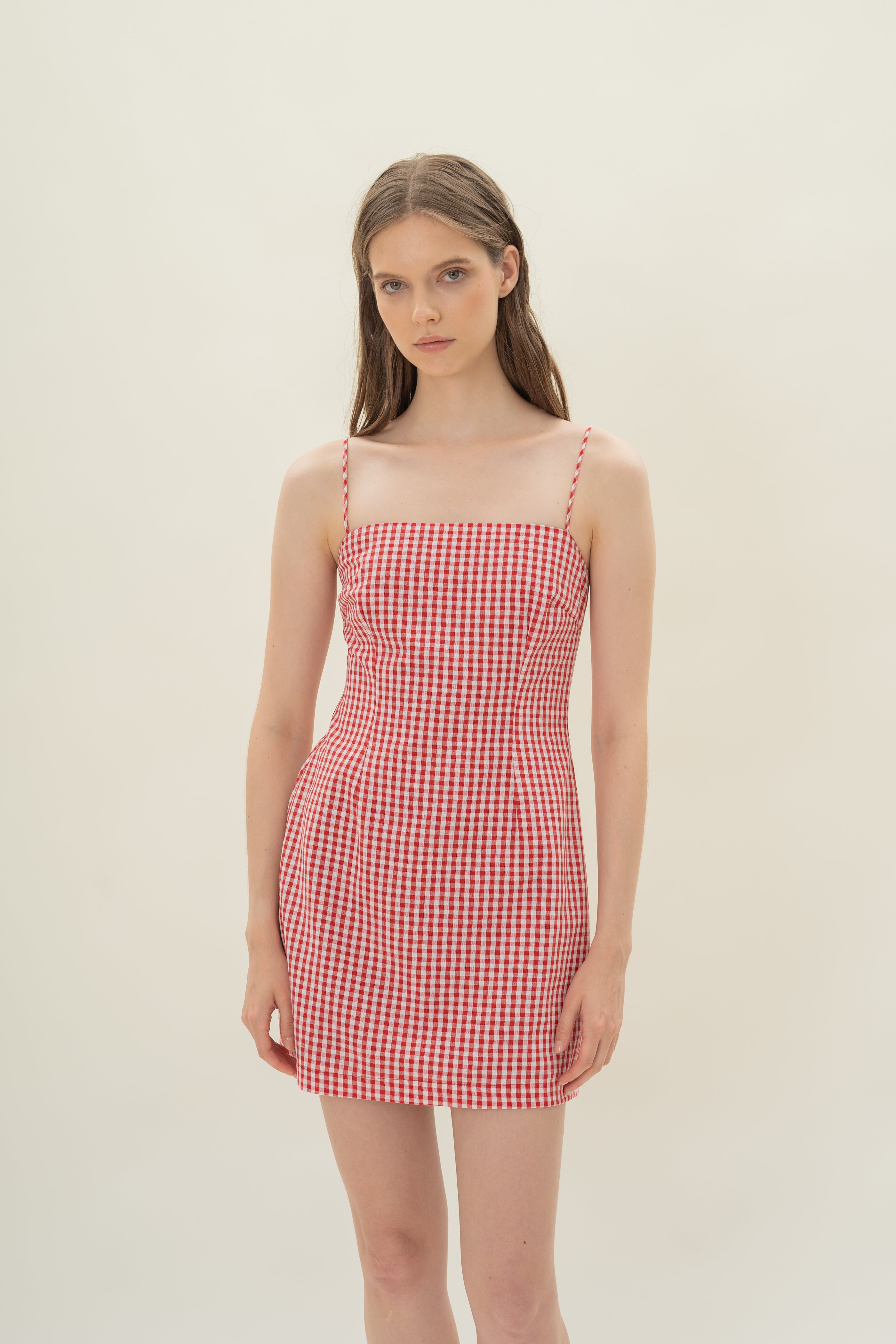 Cotton Mini Dress in Red Gingham