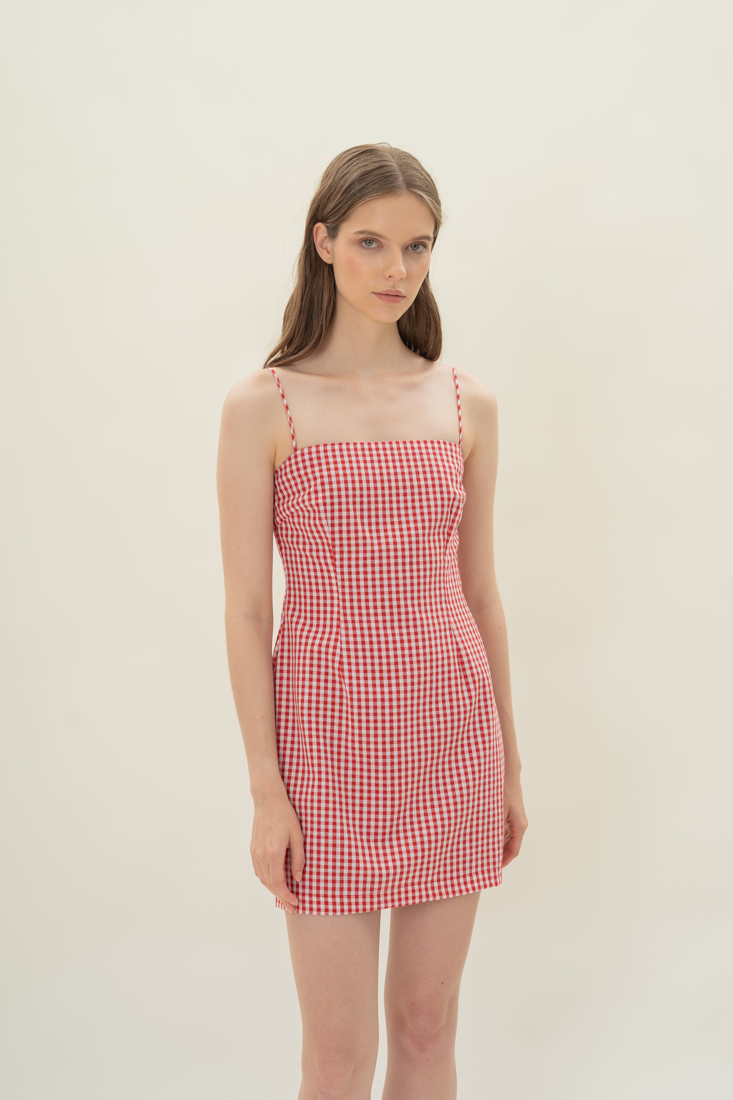 Cotton Mini Dress in Red Gingham