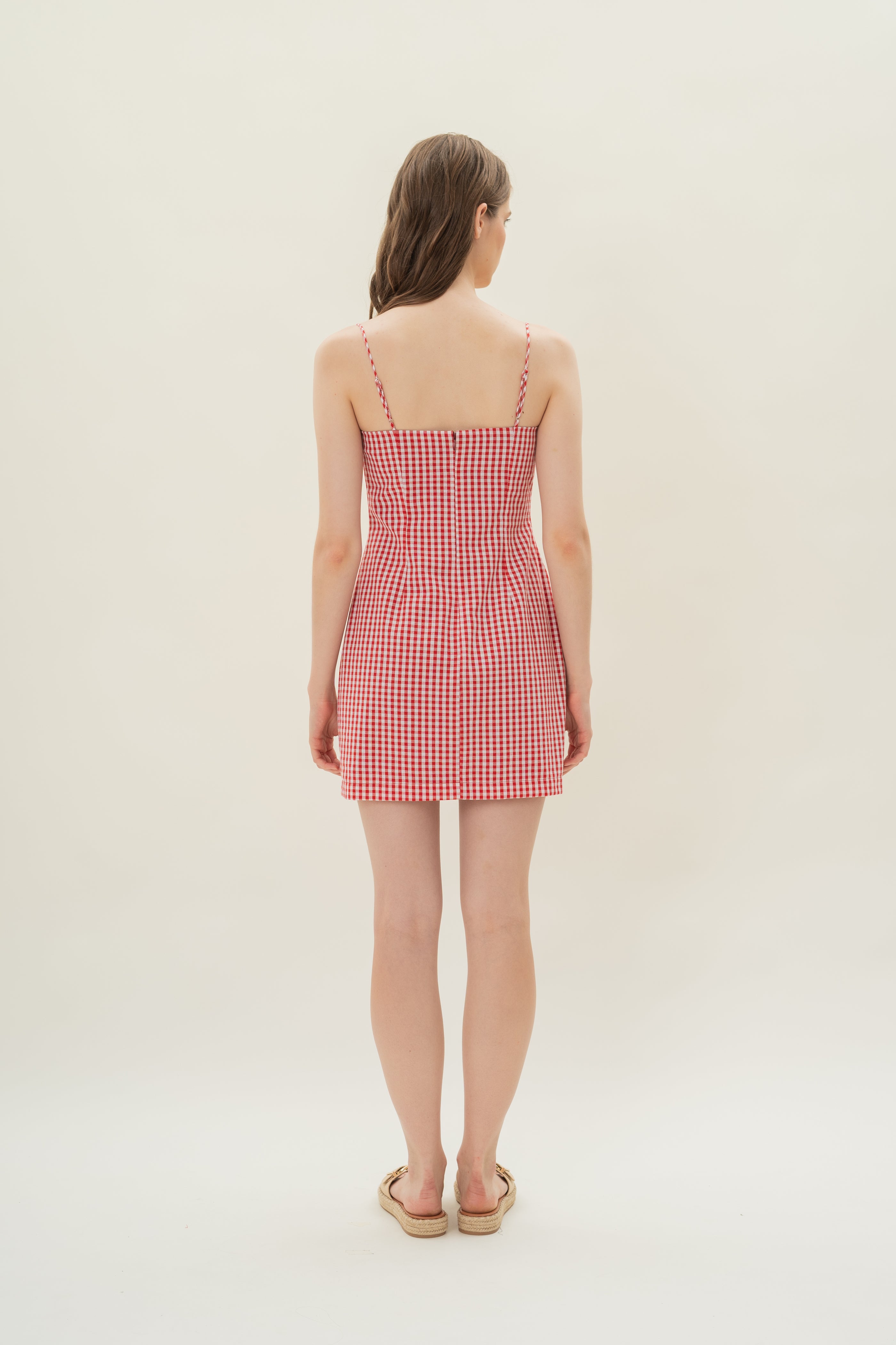 Cotton Mini Dress in Red Gingham