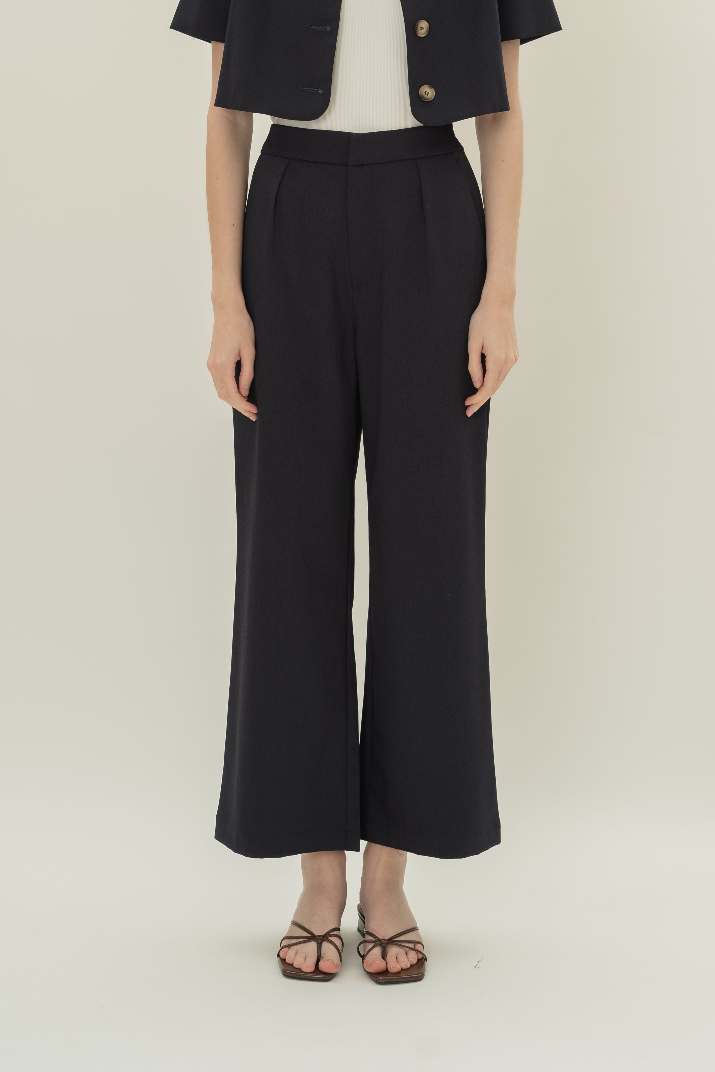 Petite Suiting Pleated Trousers in Midnight