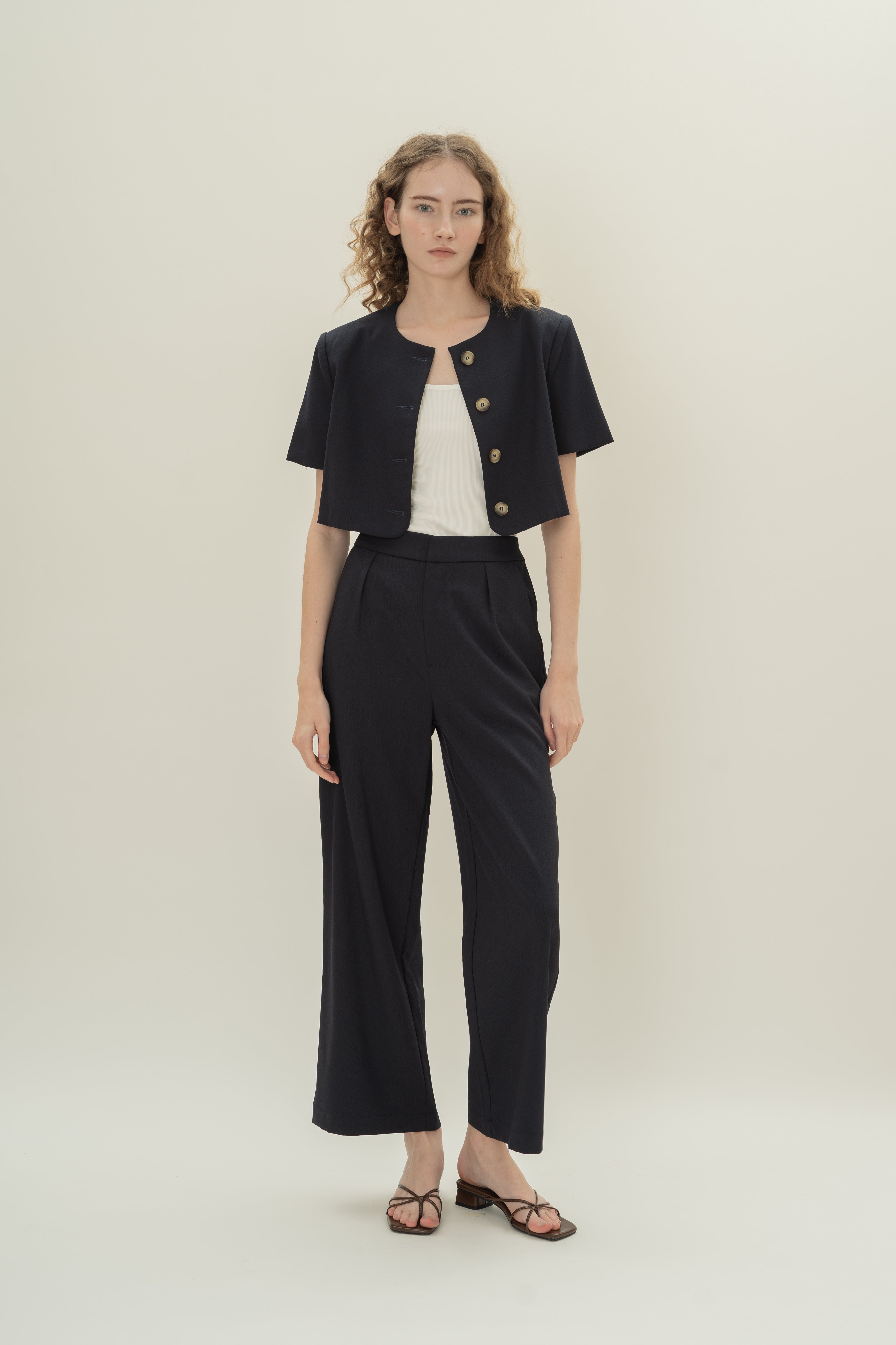 Petite Suiting Pleated Trousers in Midnight