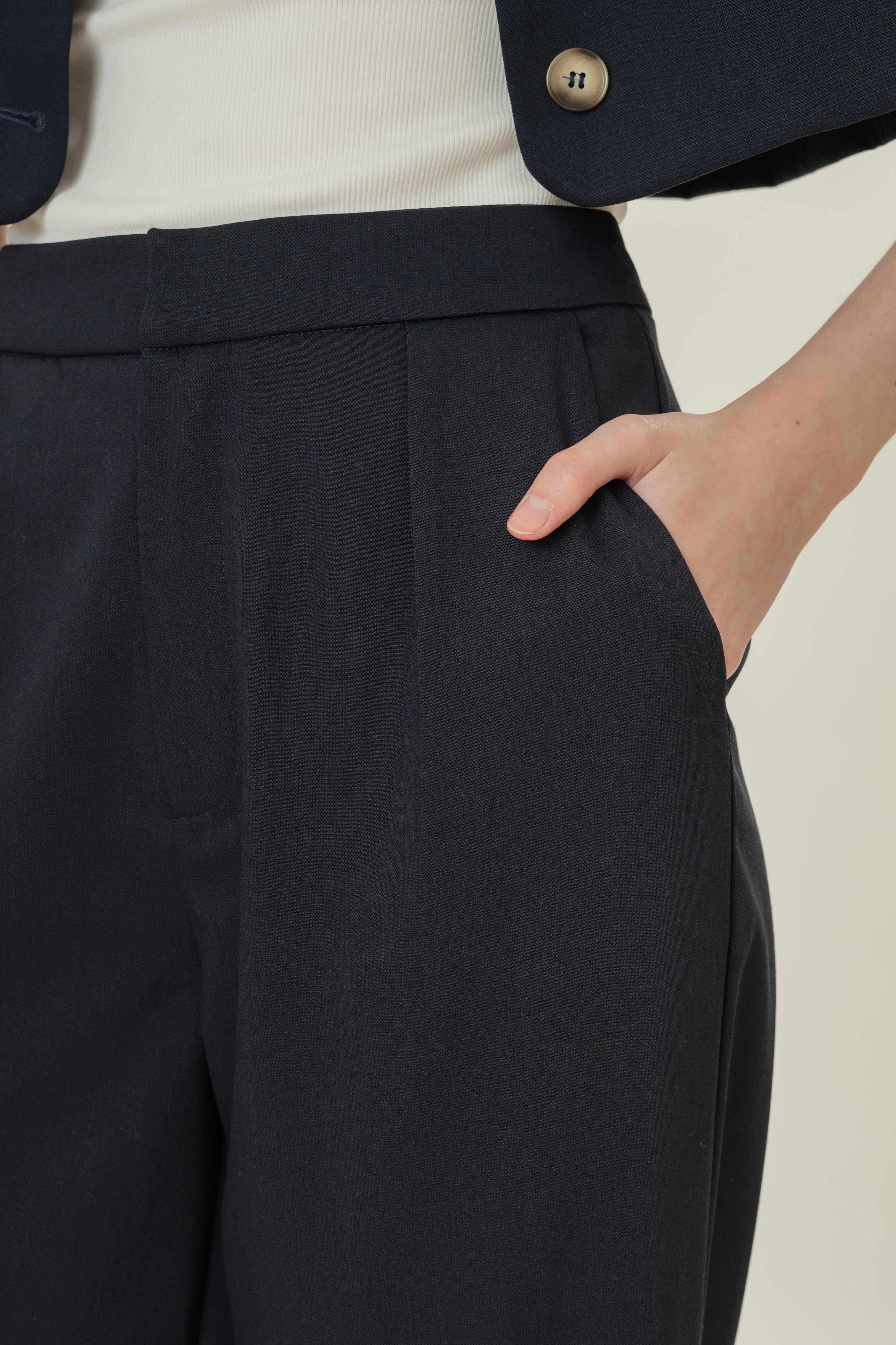 Petite Suiting Pleated Trousers in Midnight