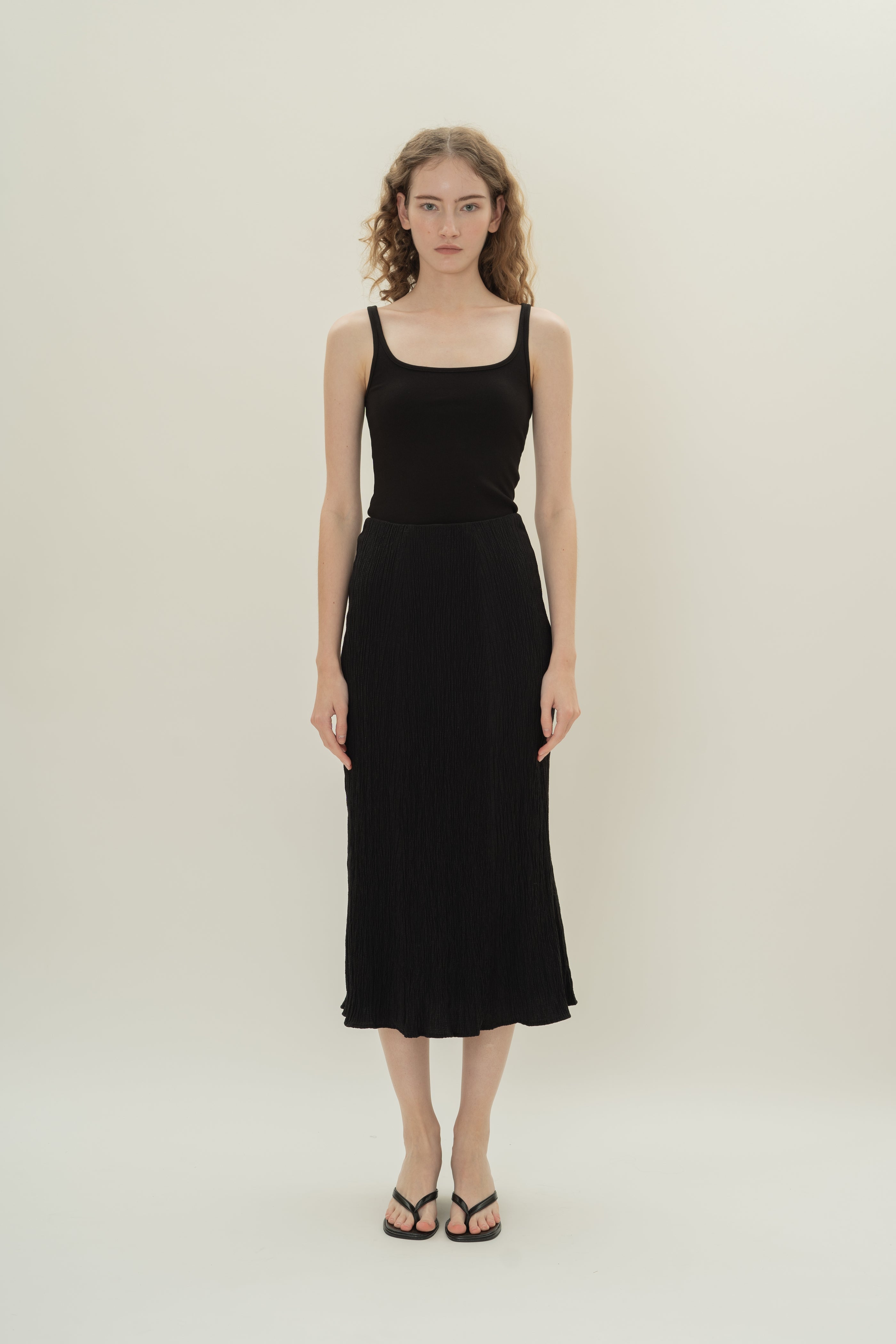Textured A-Line Skirt in Black