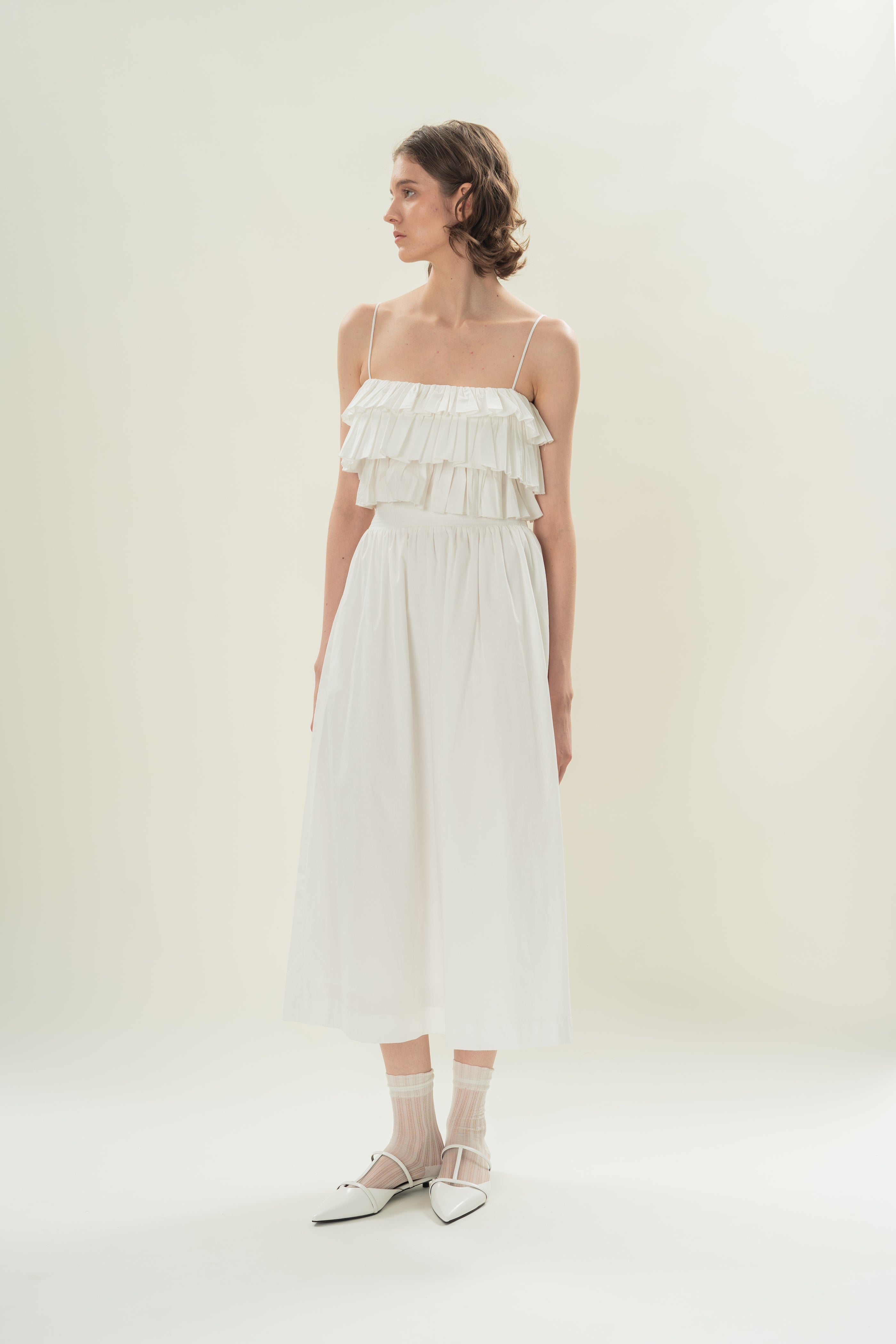 Tiered Ruffle Top in White