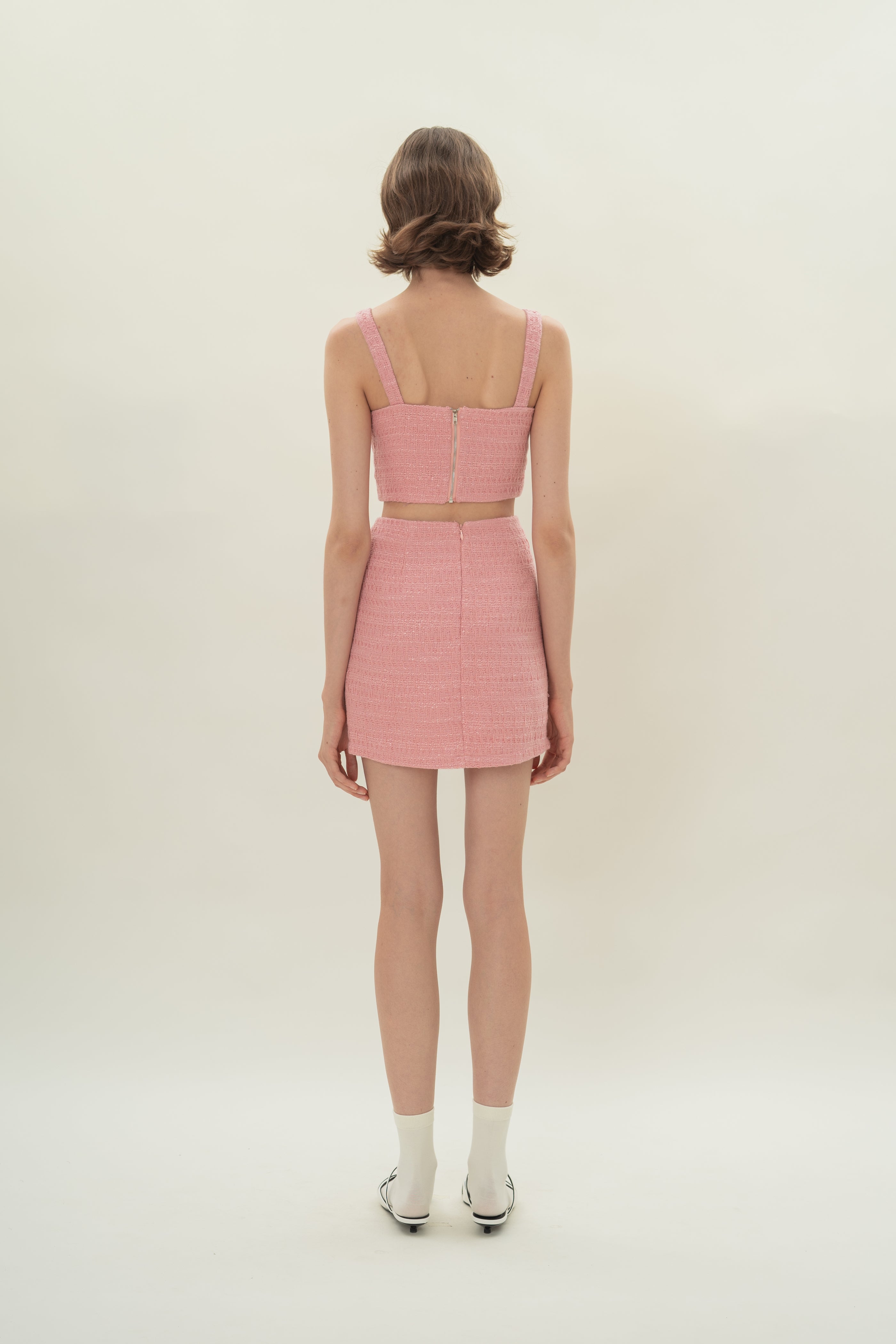 Bustier Top in Tweed Pink