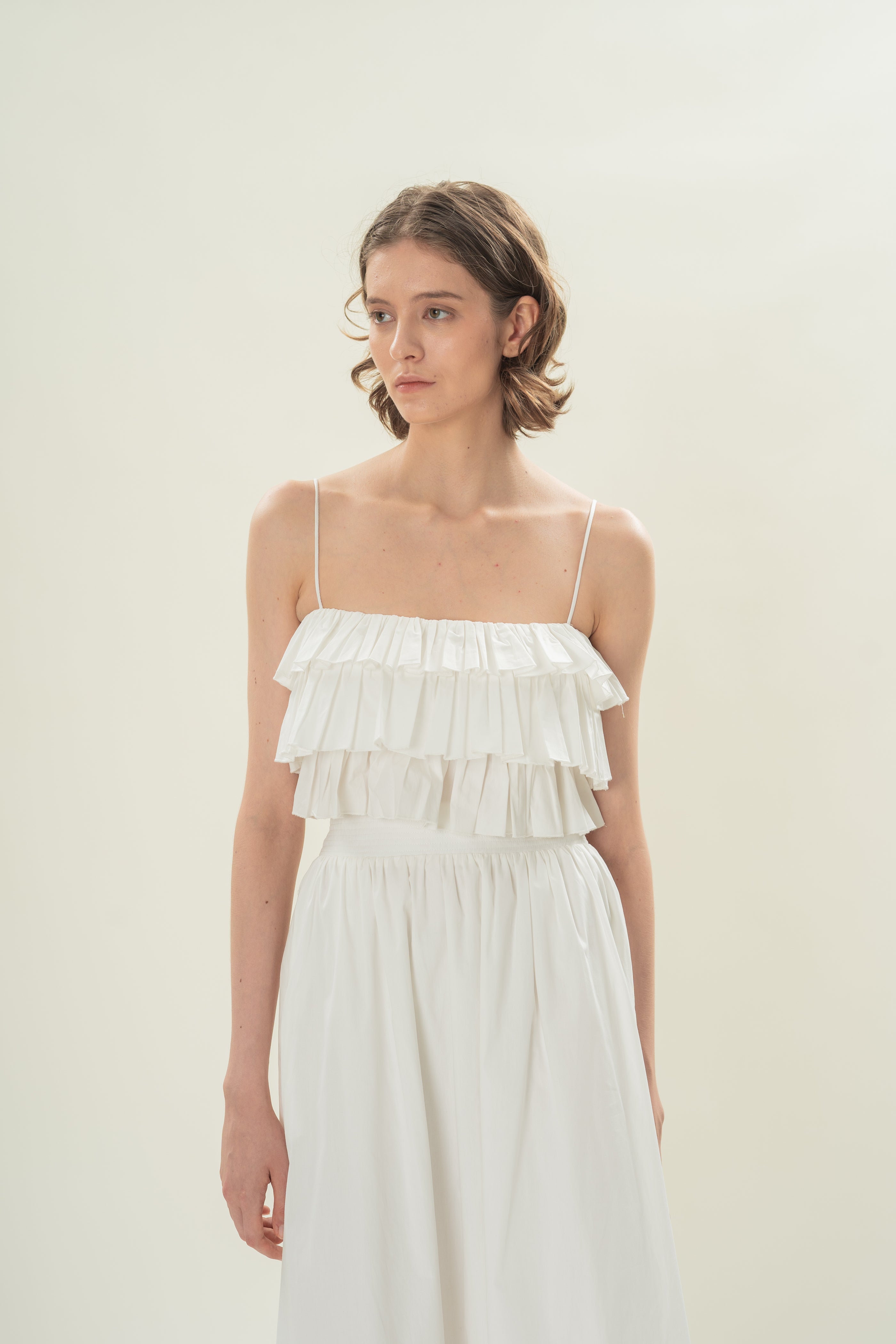 Tiered Ruffle Top in White