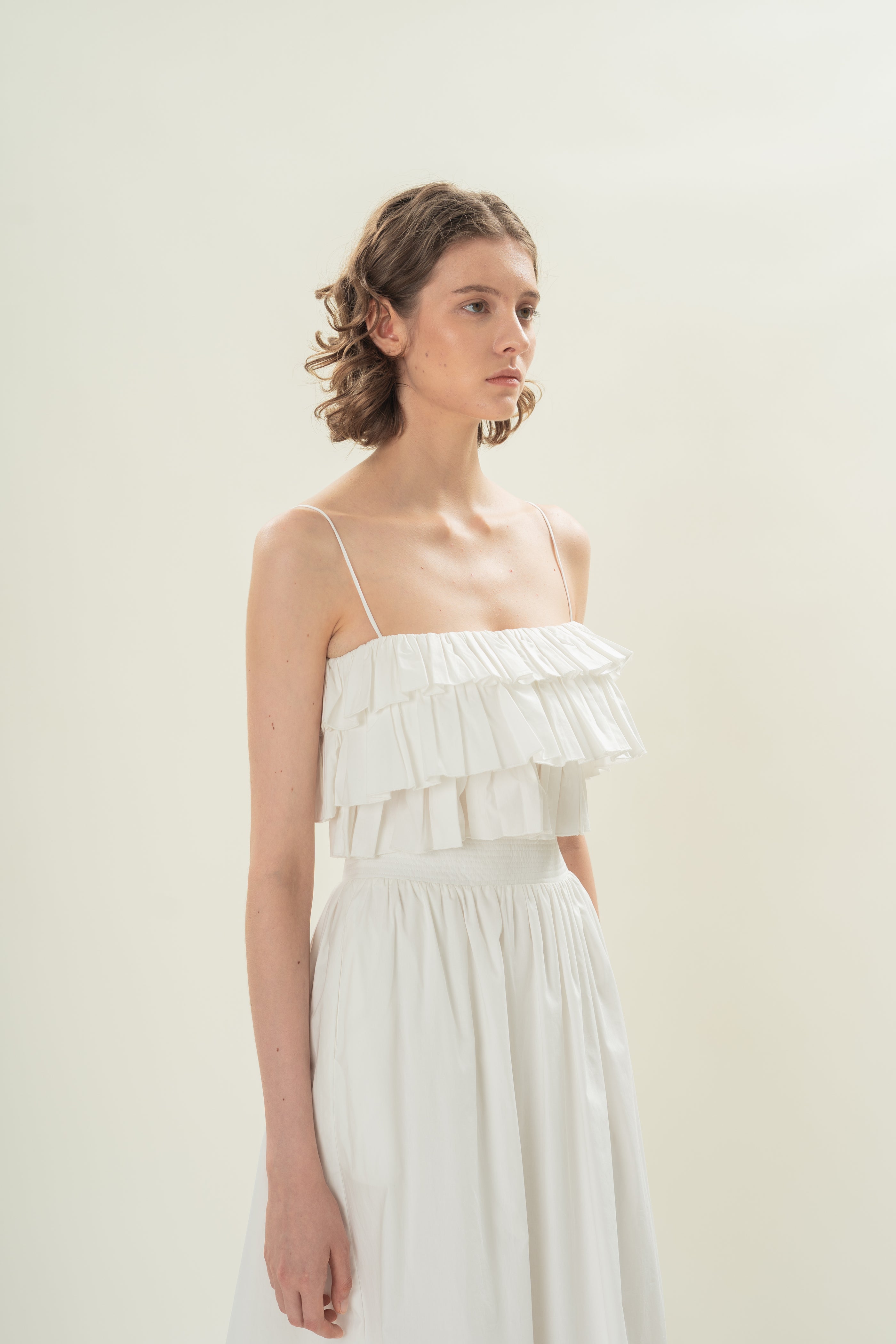 Tiered Ruffle Top in White