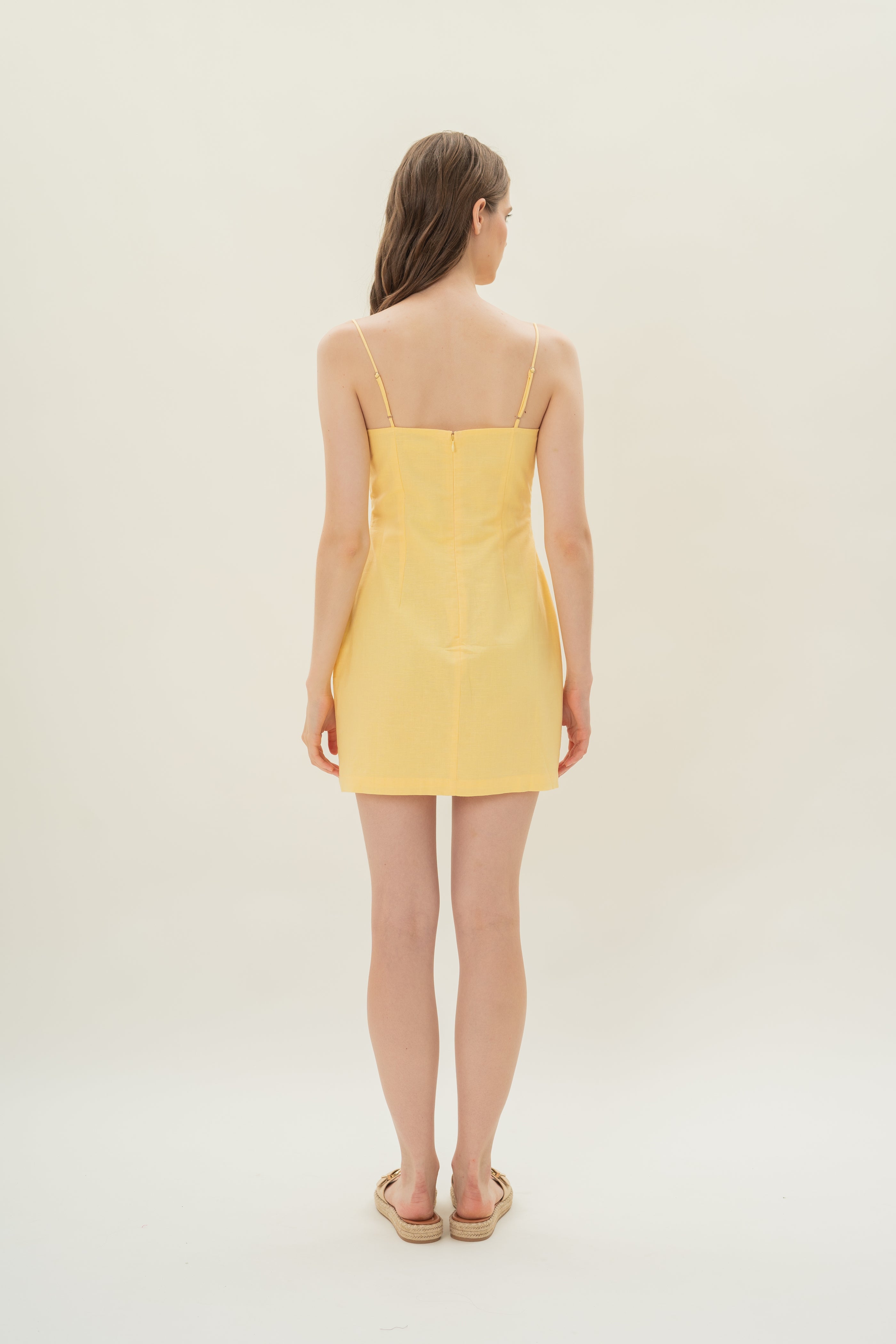 Linen Mini Dress in Lemon