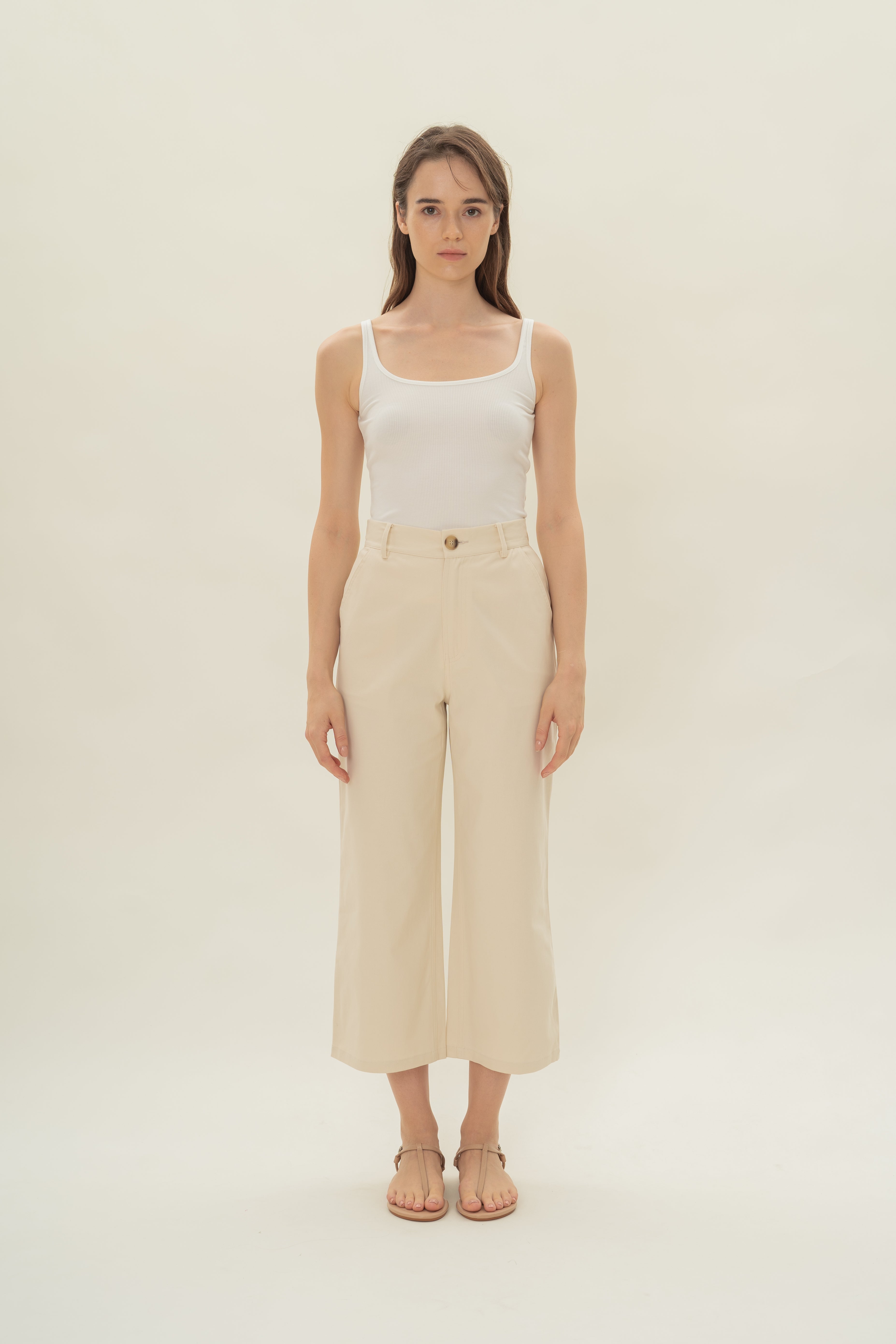 Classic Cotton Culottes in Ecru